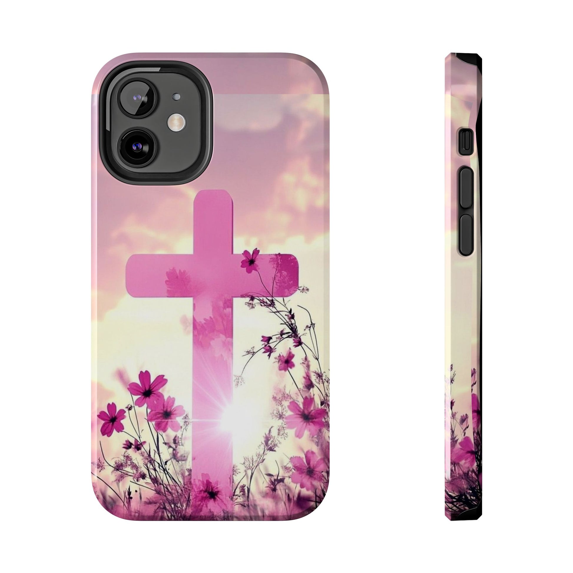 Pink Cross in Field Christian Theme Phone Cases for iPhones & Samsung Phones