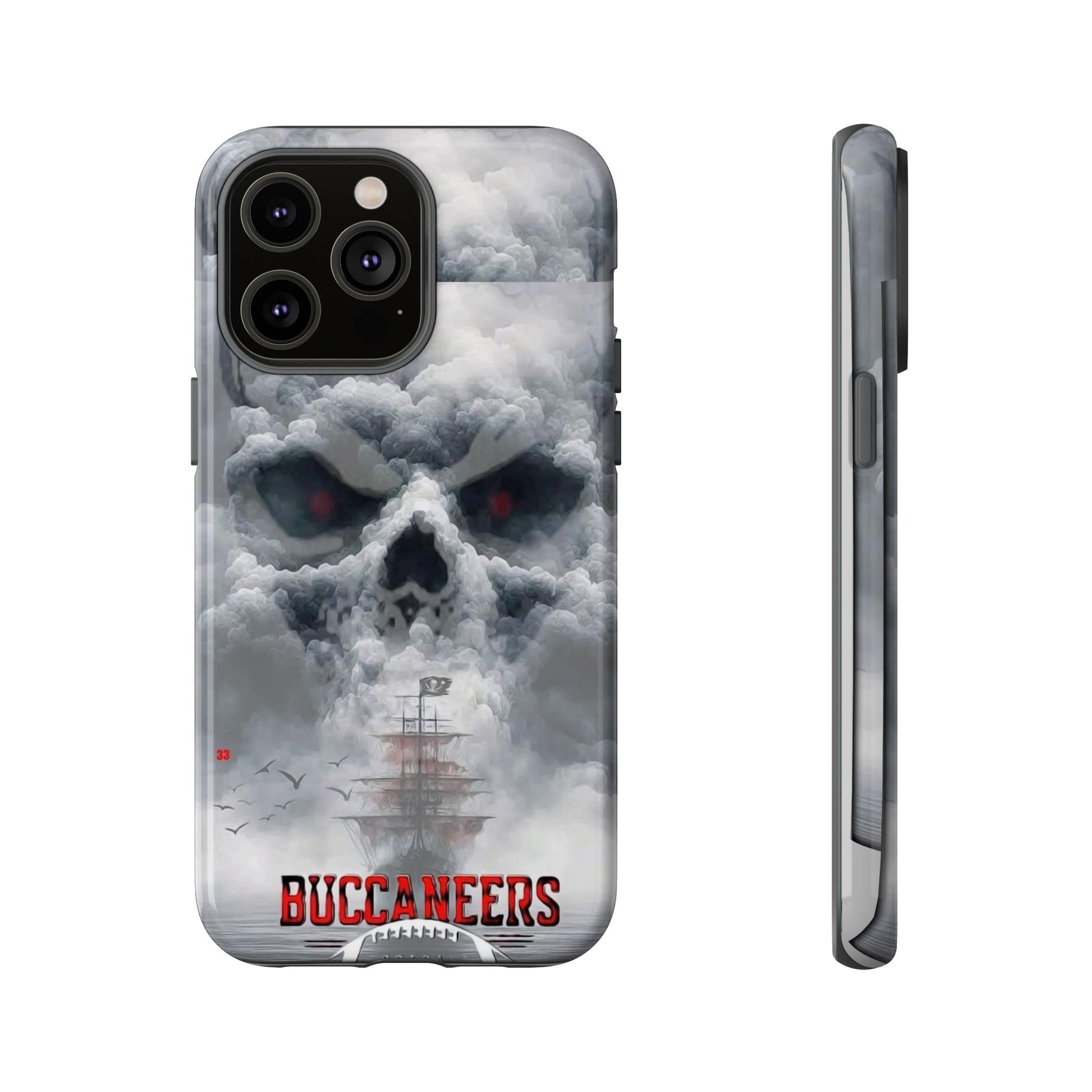 Skull Pirate Ship Football Buccaneers Tough Cases for iPhones, Samsung, and Pixel