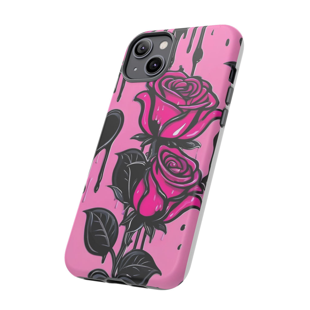 Pink Rose Tough Girly Cases for iPhones, Samsung, and Pixel