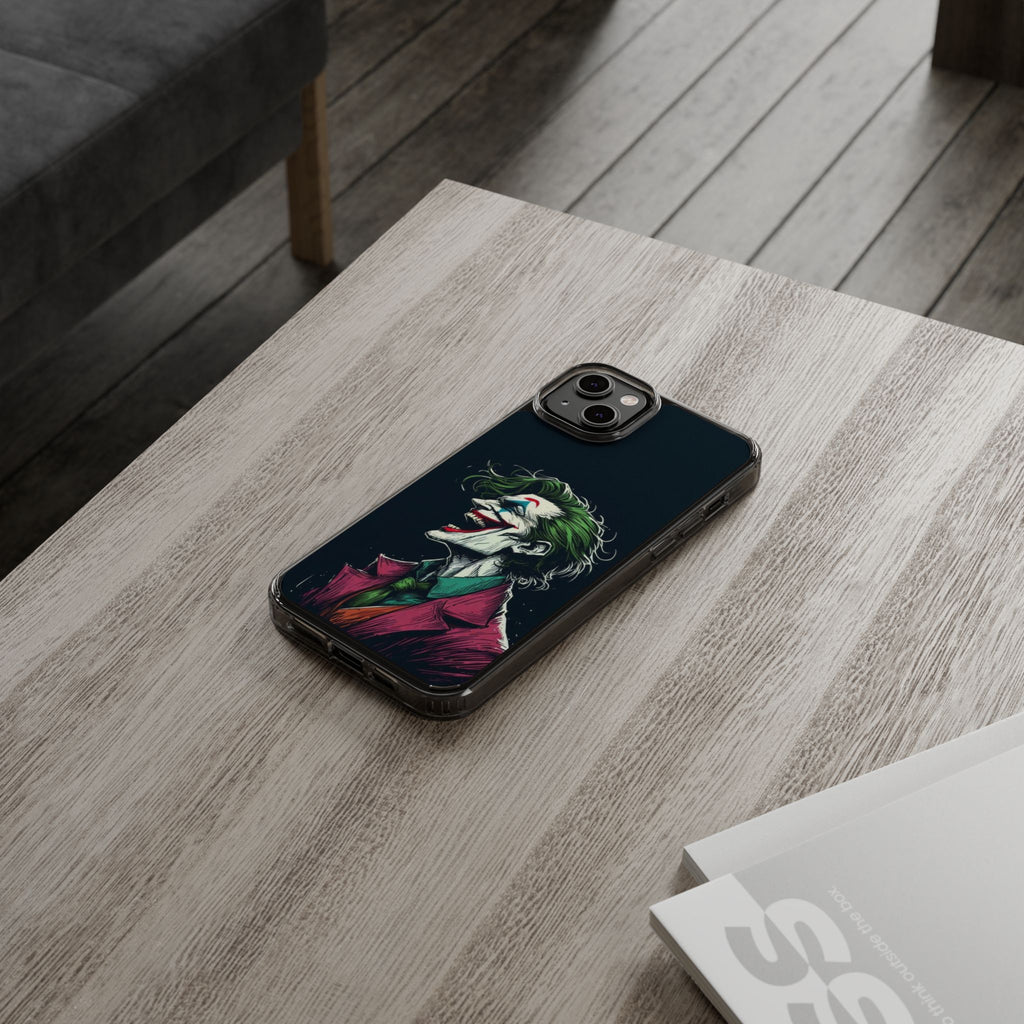 Phone Case, Comic book Inspired Design Joker Laughing, Clear Phone Cover