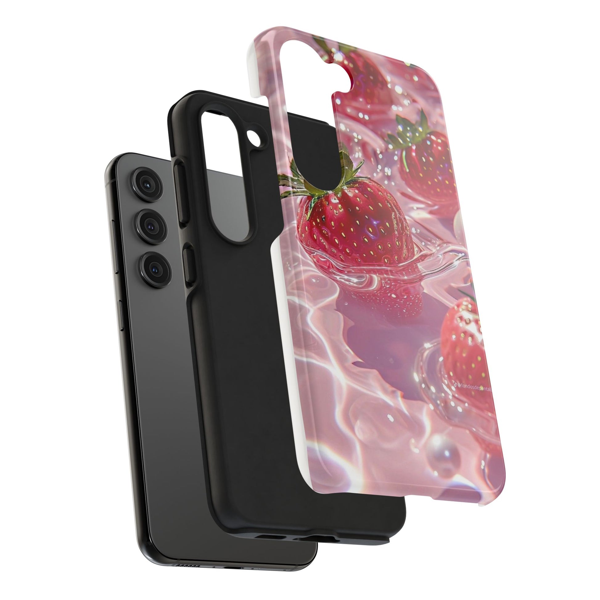 Floating Strawberries Themed Tough Phone Cases for Iphones & Samsung Phones