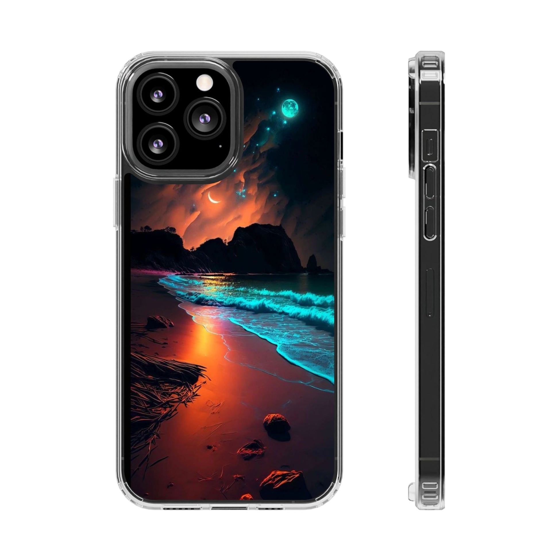 Phone Case, Neon Beach Theme, Iphone Samsung Cover, Clear Phone Cover, Summer