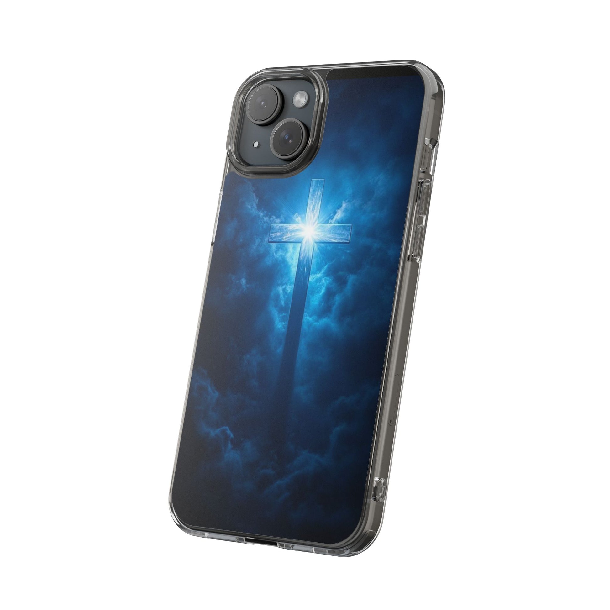 Religious Phone Case, Christian Cross in Clouds Art, Phone Accessories, Samsung