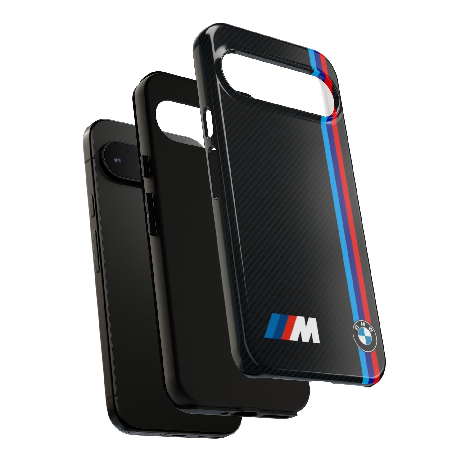 BMW M Stripes Carbon Fiber Design Tough Cases for iPhones, Samsung, and Pixel