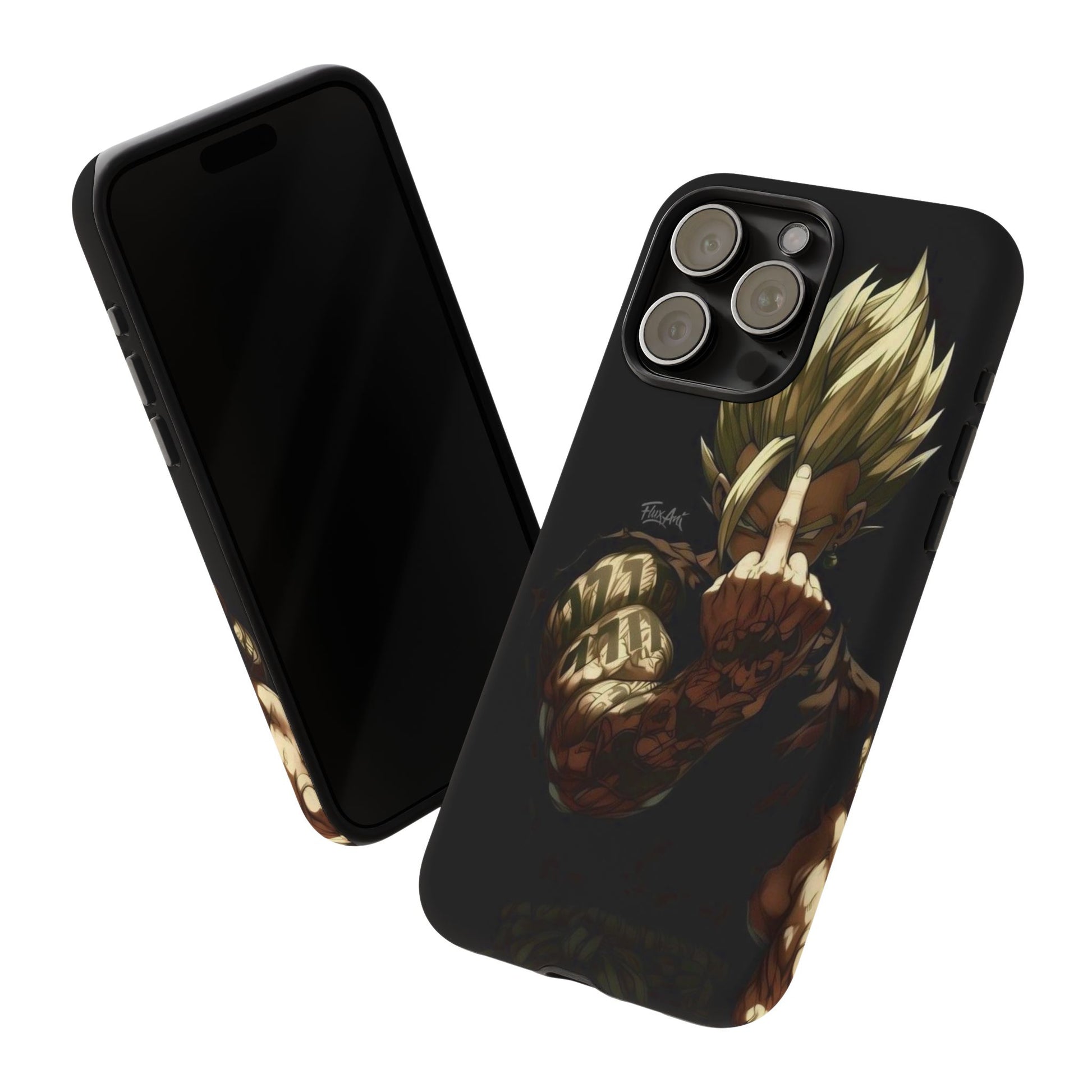 Middle Finger SS Goku Dragon Ball Z Tough Cases for iPhones, Samsung, and Pixel