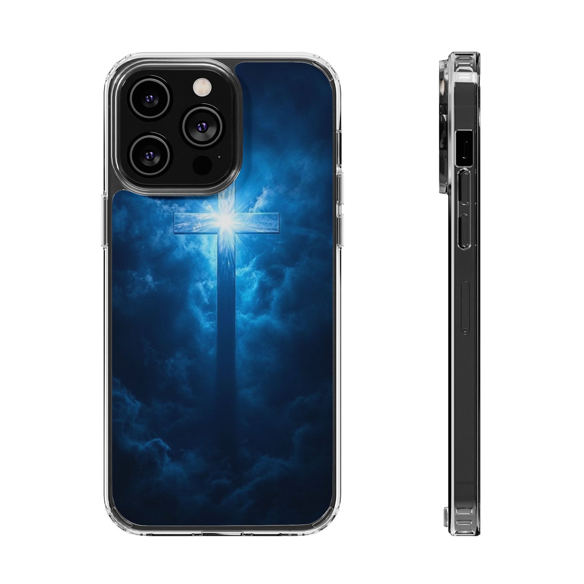Religious Phone Case, Christian Cross in Clouds Art, Phone Accessories, Samsung