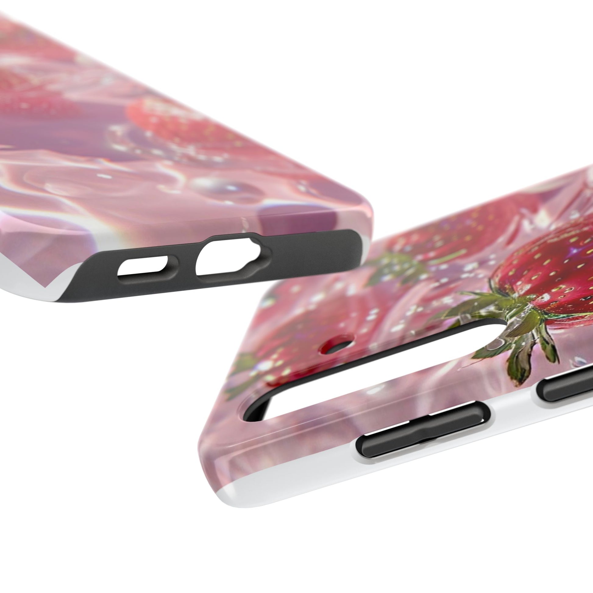 Floating Strawberries Themed Tough Phone Cases for Iphones & Samsung Phones
