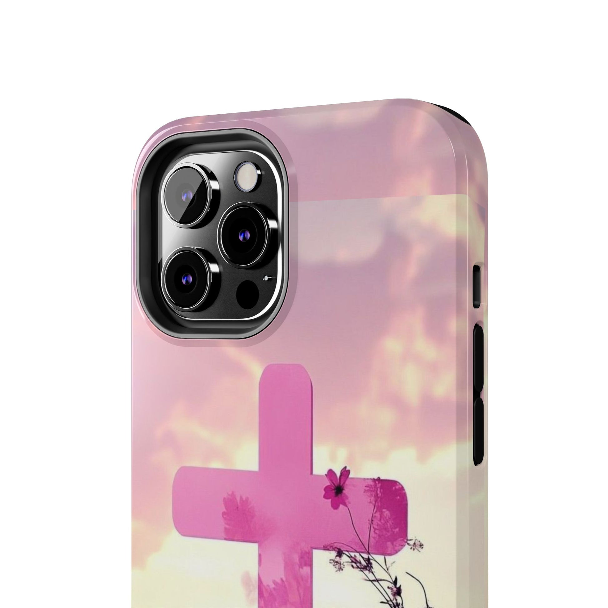 Pink Cross in Field Christian Theme Phone Cases for iPhones & Samsung Phones