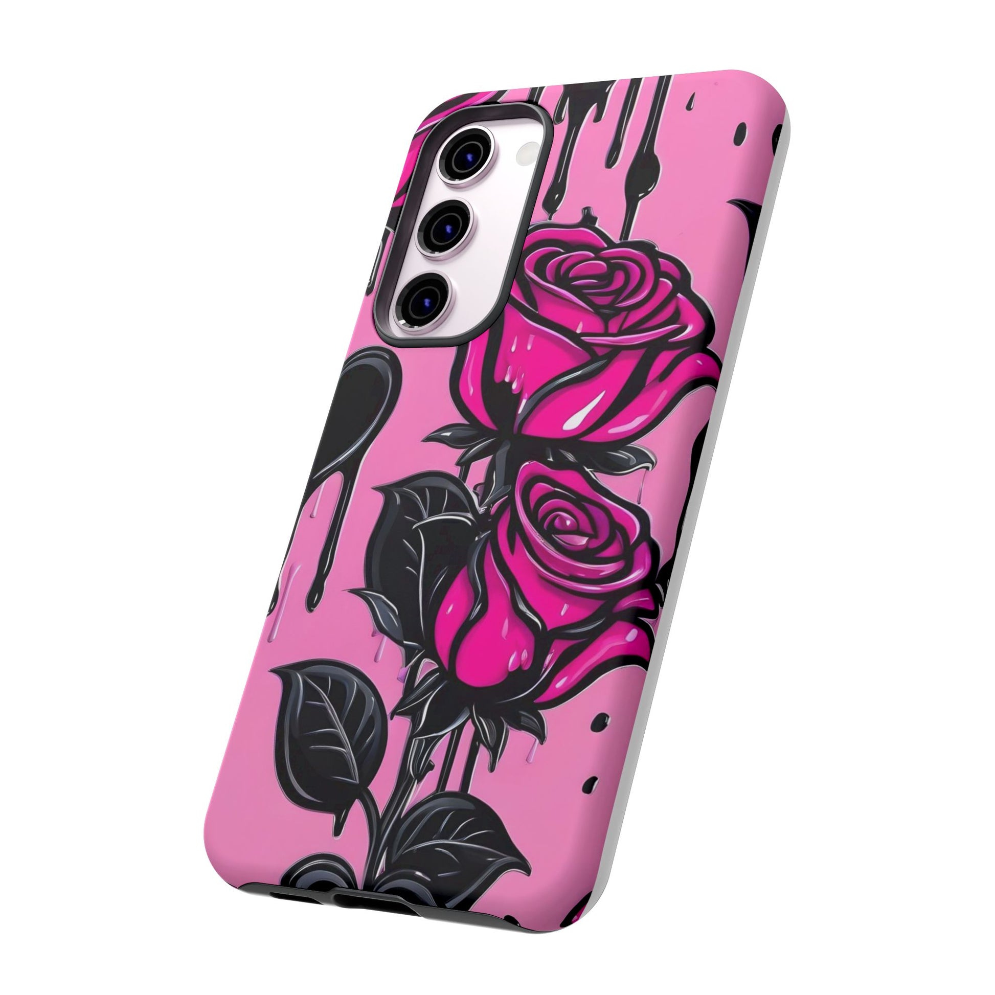 Pink Rose Tough Girly Cases for iPhones, Samsung, and Pixel