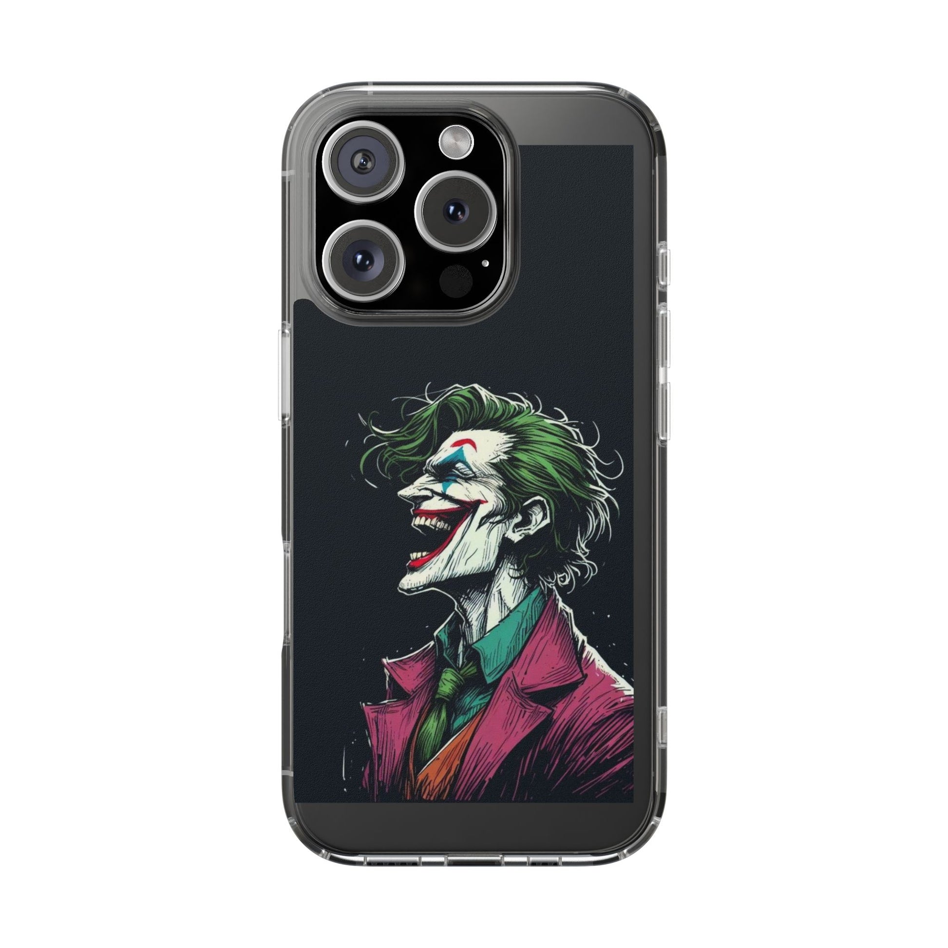 Phone Case, Comic book Inspired Design Joker Laughing, Clear Phone Cover