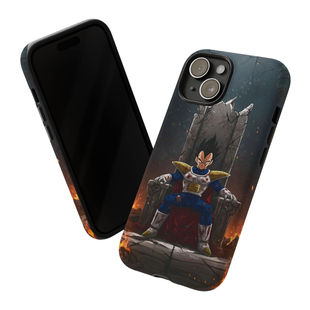 Vegeta on Throne DBZ Theme Tough Cases for iPhones, Samsung, and Pixel