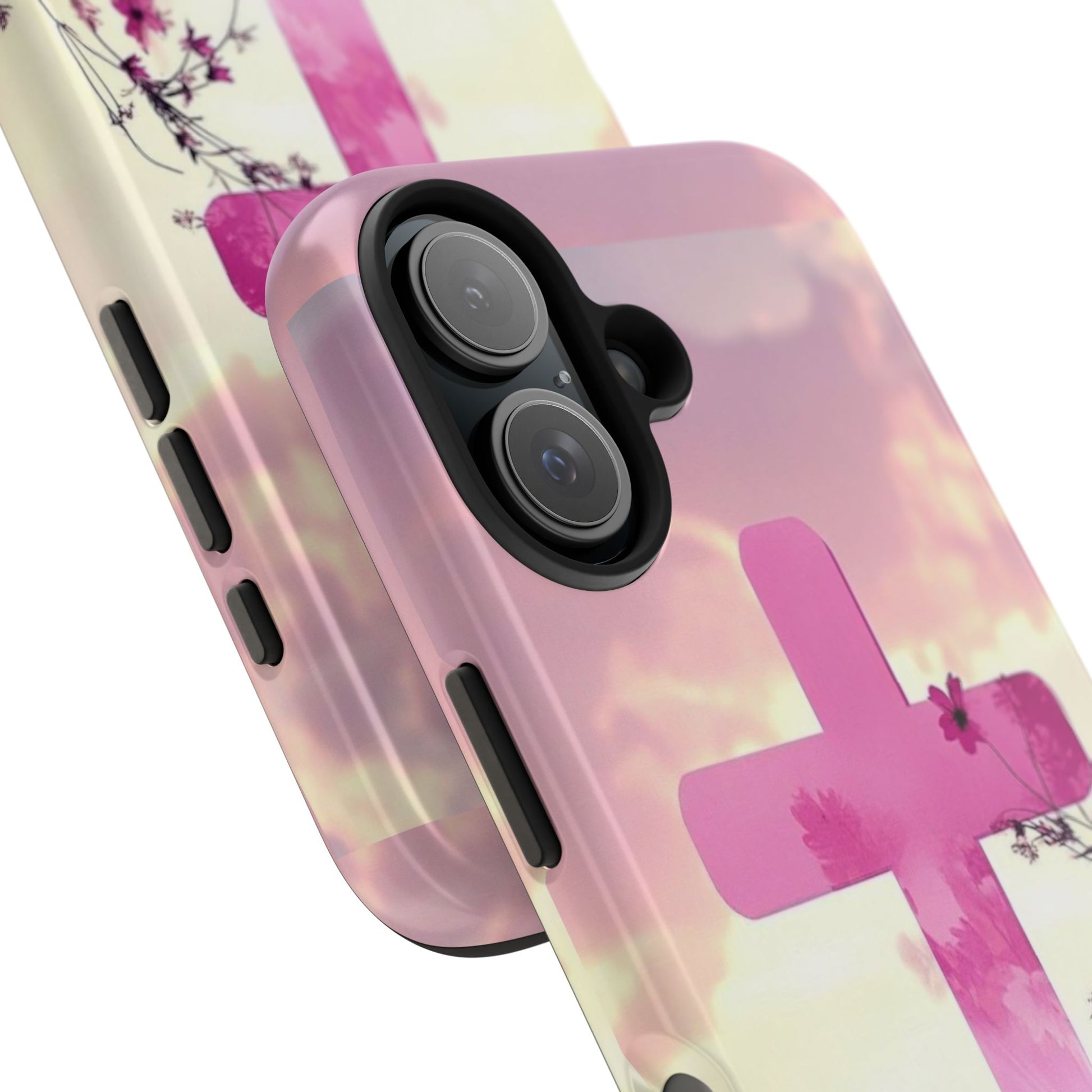 Pink Cross in Field Christian Theme Phone Cases for iPhones & Samsung Phones