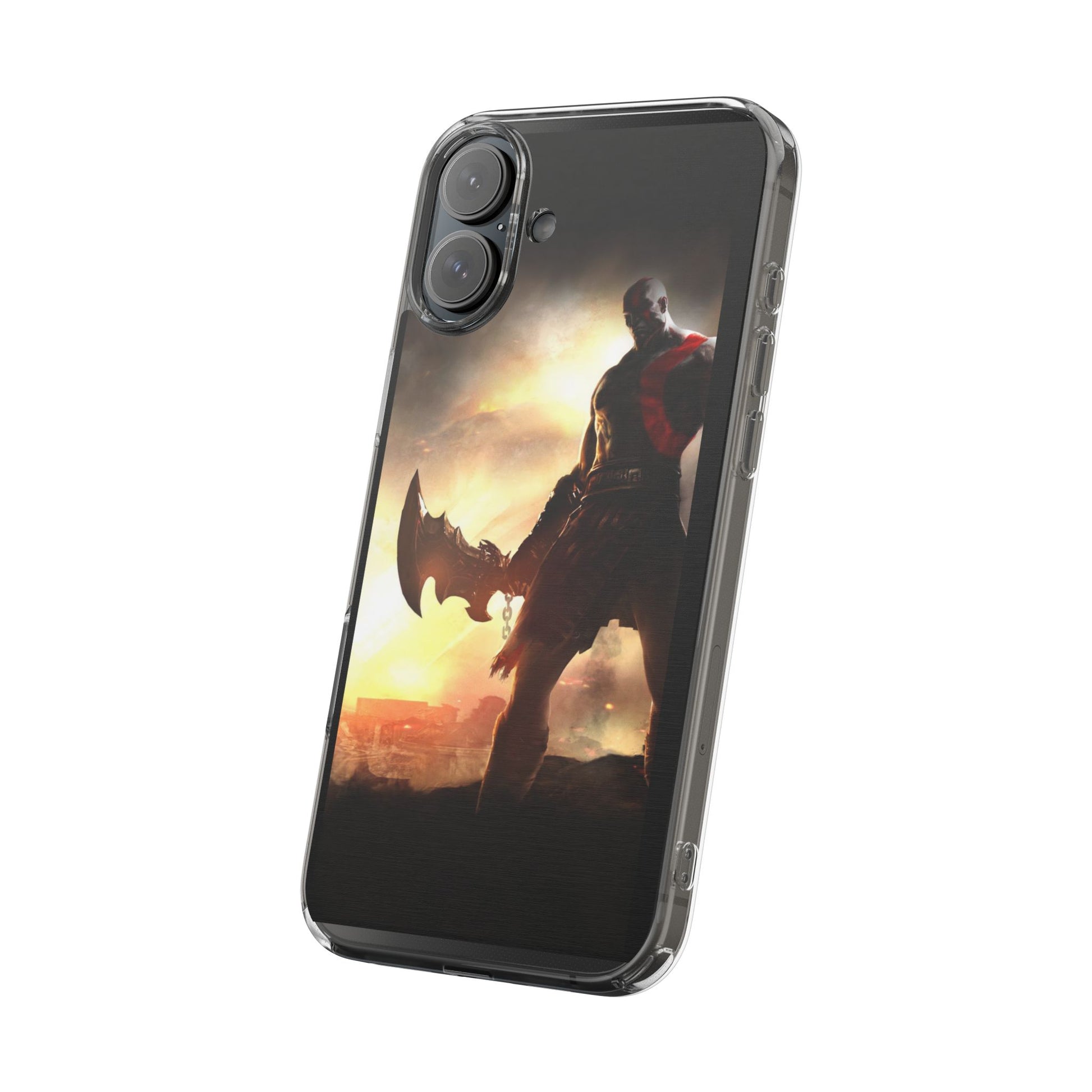 Phone Case, Gaming Inspired War God Clear Case for Gamers, PS4 Fans,