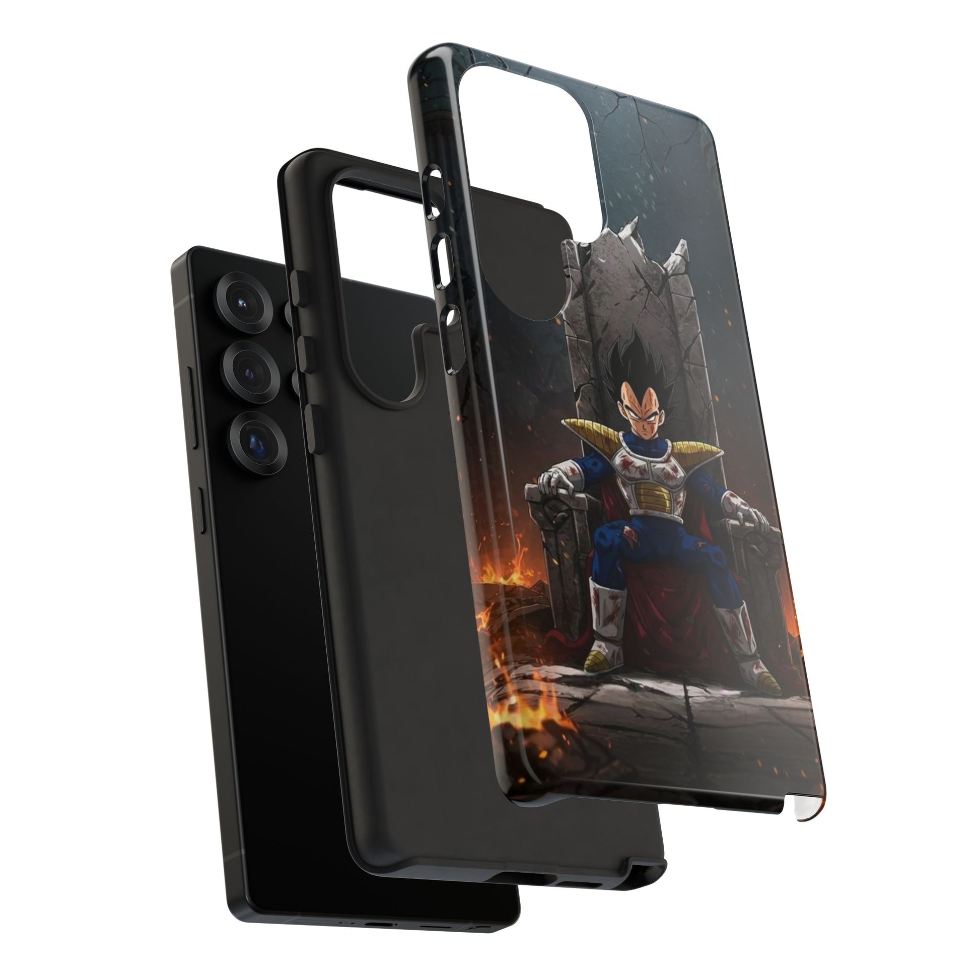 Vegeta on Throne DBZ Theme Tough Cases for iPhones, Samsung, and Pixel
