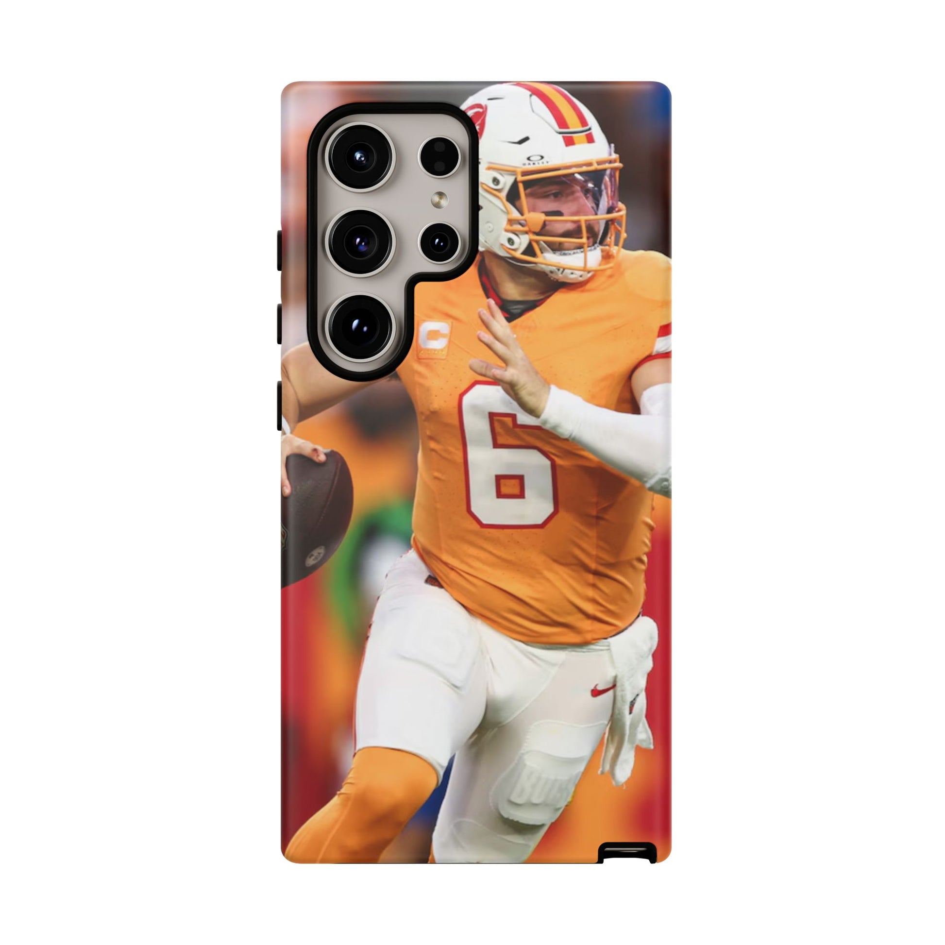 Tampa Bay Buccaneers Baker Mayfield Football Tough Cases for iPhones, Samsung, and Pixel