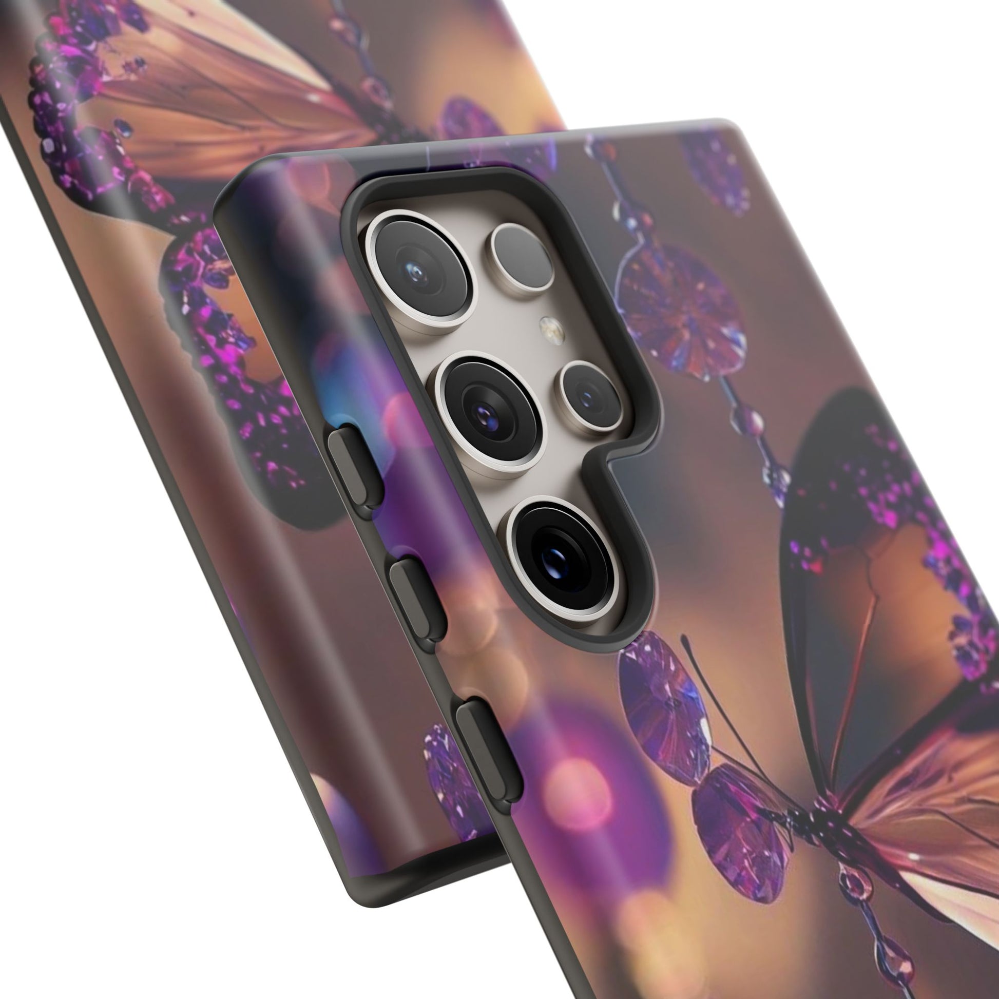 Purple Butterfly Tough Cases for iPhones, Samsung, and Pixel