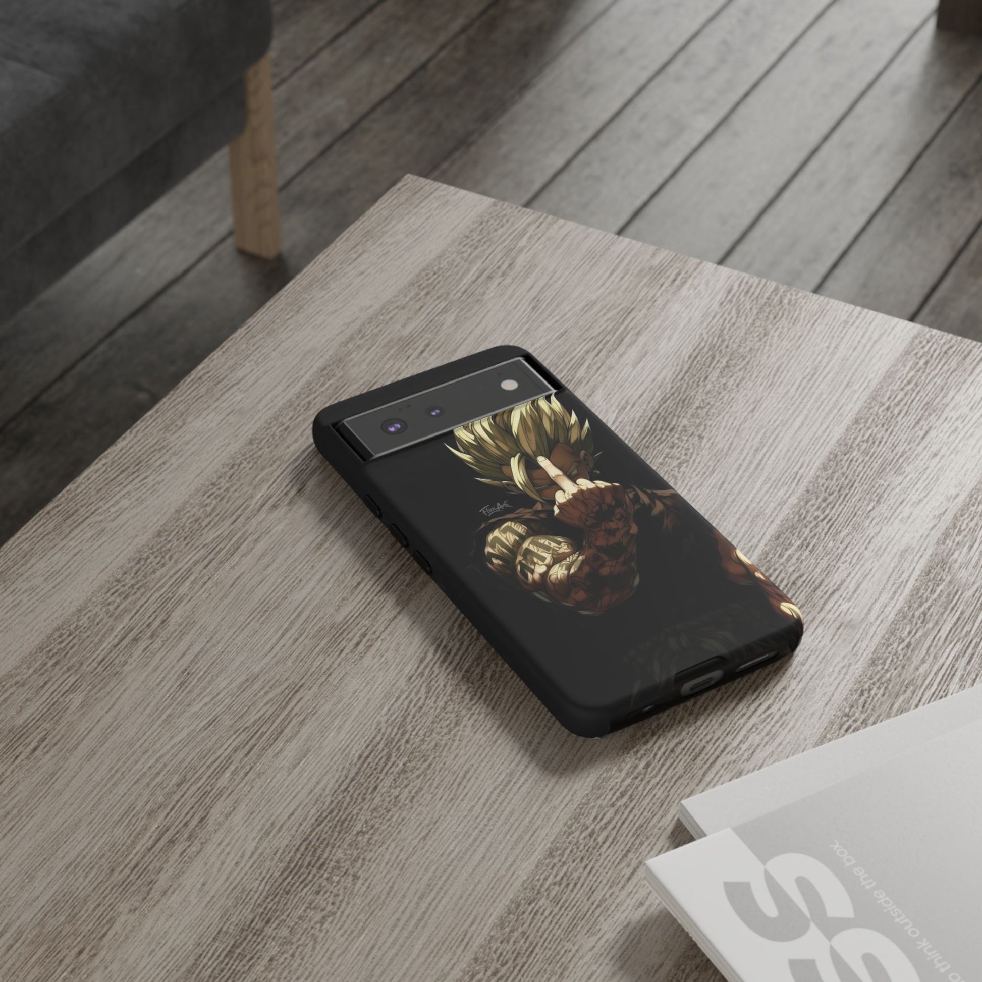 Middle Finger SS Goku Dragon Ball Z Tough Cases for iPhones, Samsung, and Pixel