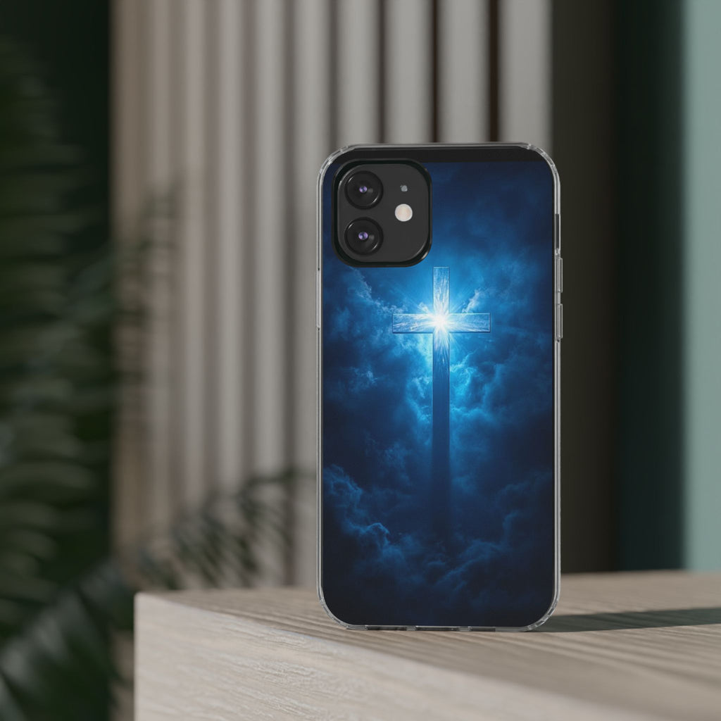 Religious Phone Case, Christian Cross in Clouds Art, Phone Accessories, Samsung