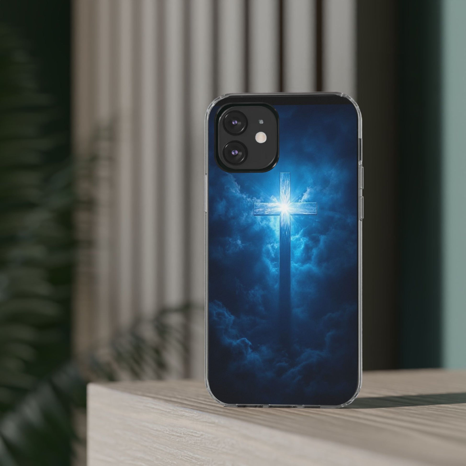 Religious Phone Case, Christian Cross in Clouds Art, Phone Accessories, Samsung