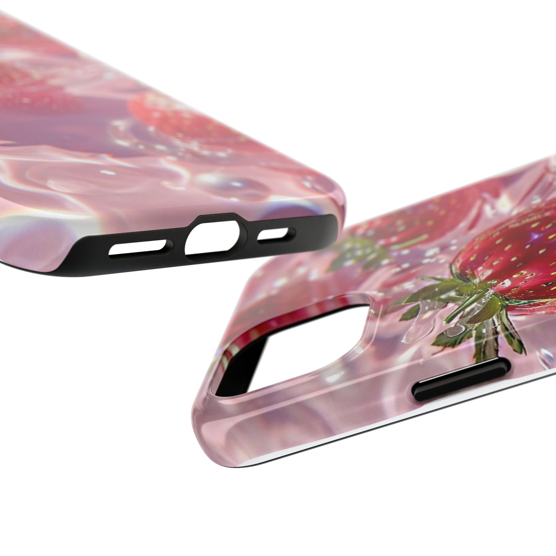 Floating Strawberries Themed Tough Phone Cases for Iphones & Samsung Phones