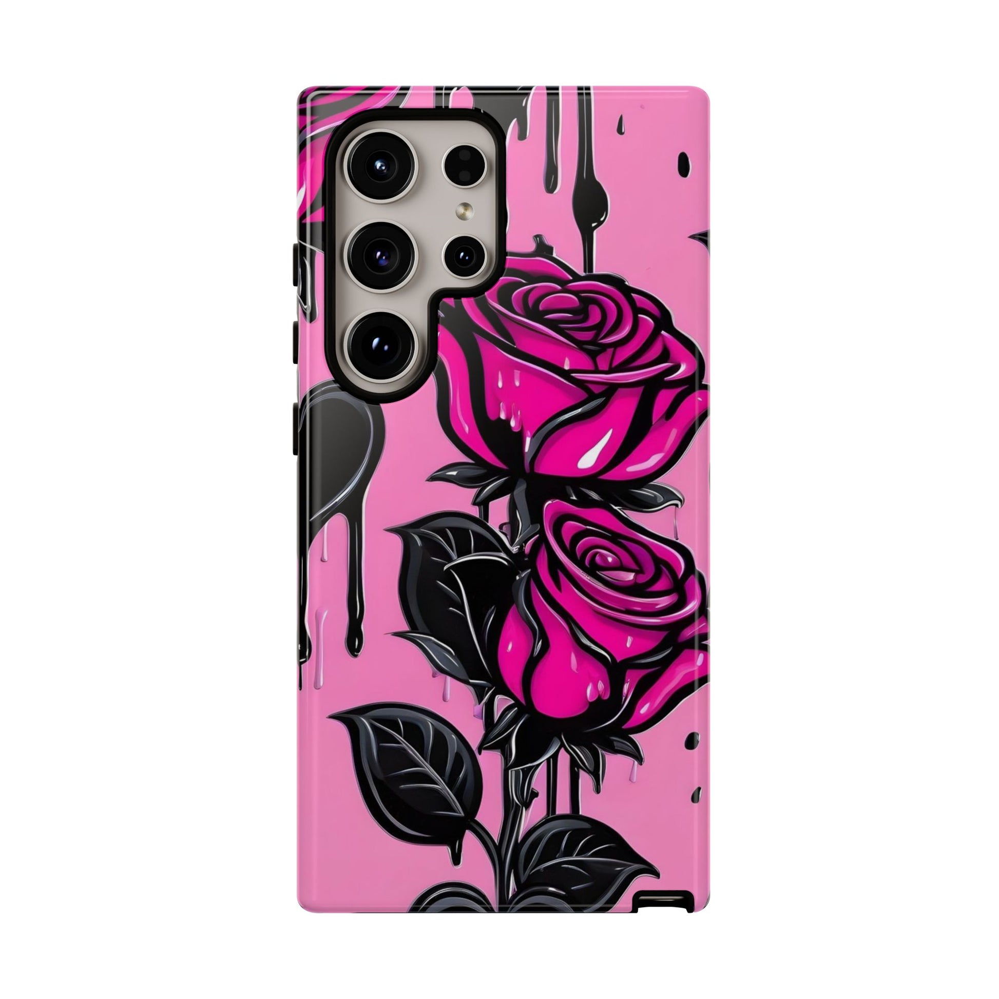 Pink Rose Tough Girly Cases for iPhones, Samsung, and Pixel