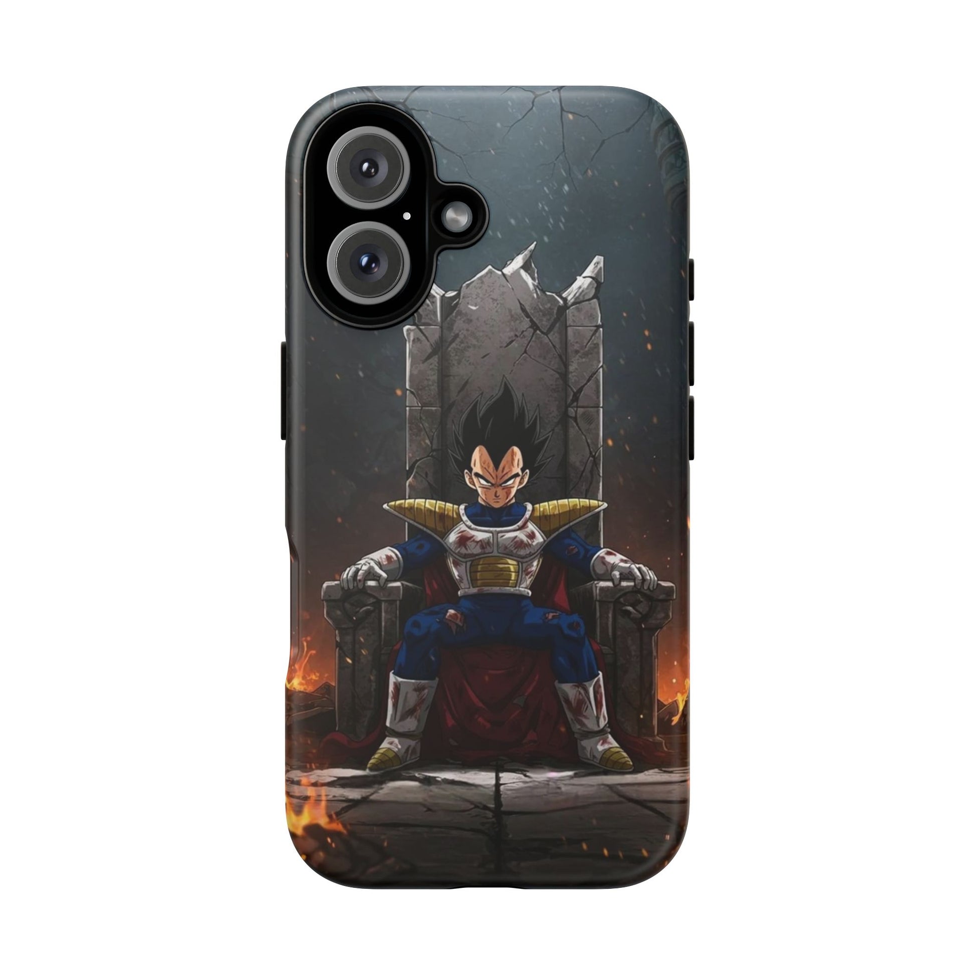 Vegeta on Throne DBZ Theme Tough Cases for iPhones, Samsung, and Pixel