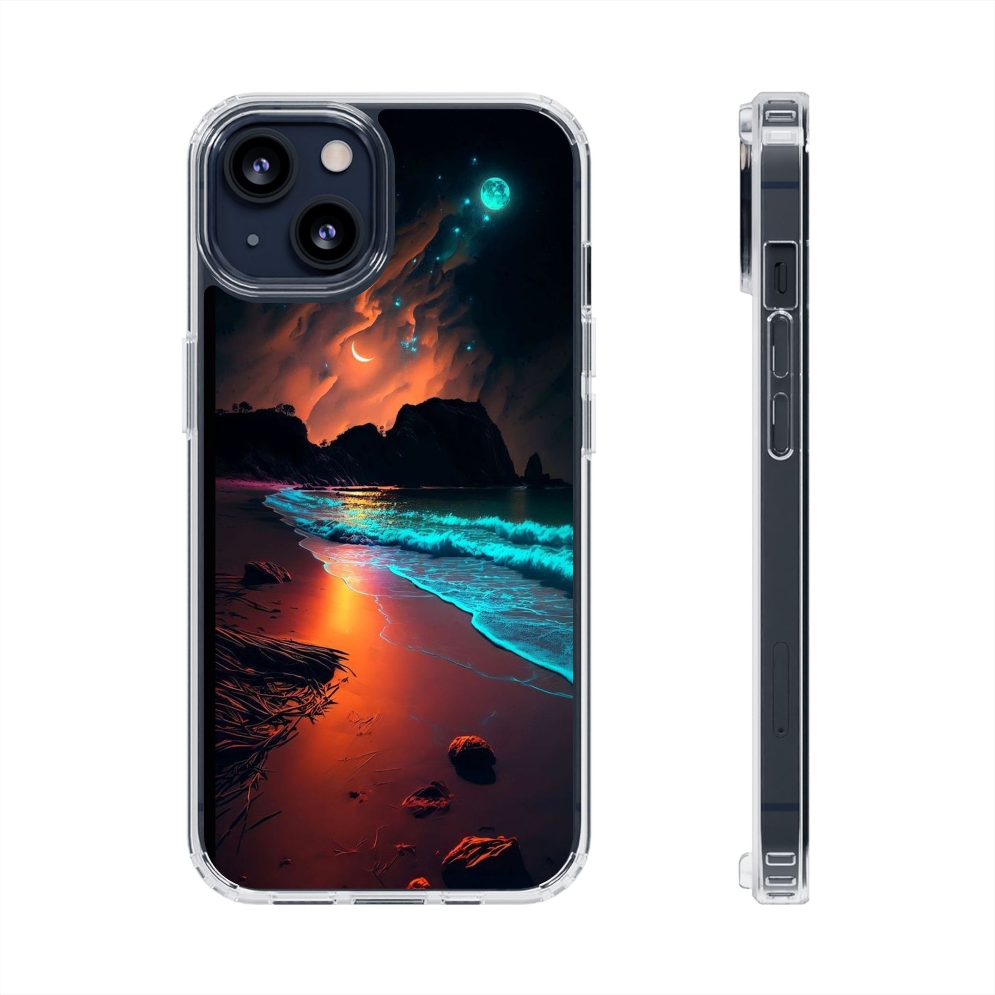 Phone Case, Neon Beach Theme, Iphone Samsung Cover, Clear Phone Cover, Summer