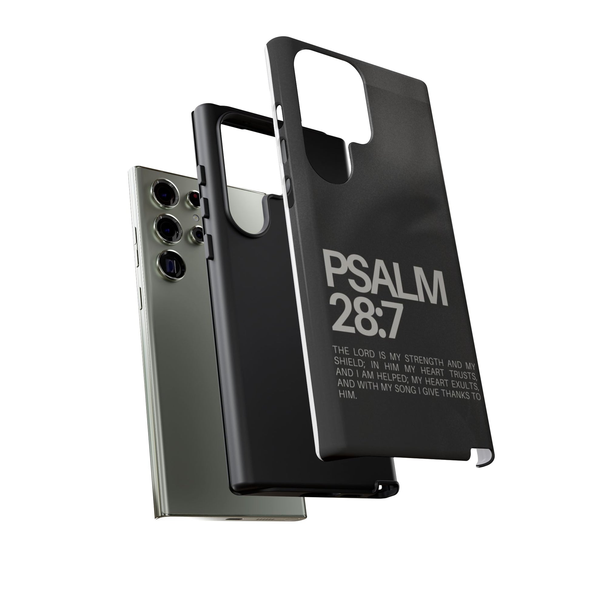 Christian Themed Psalms 28:7 Phone Case, Tough Cases for iPhones, Samsung, and Pixel