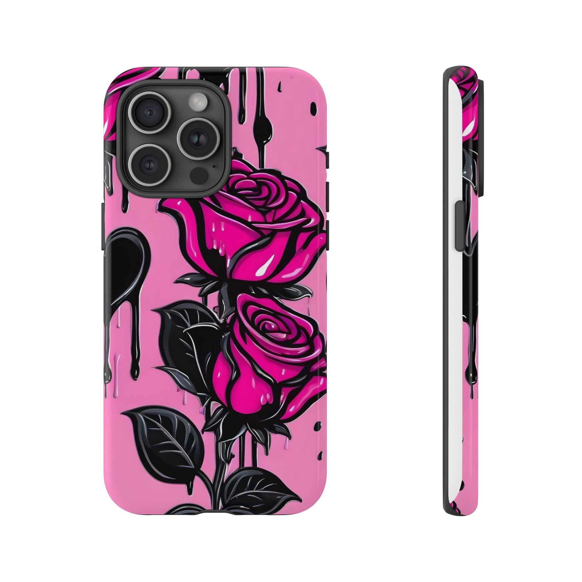 Pink Rose Tough Girly Cases for iPhones, Samsung, and Pixel