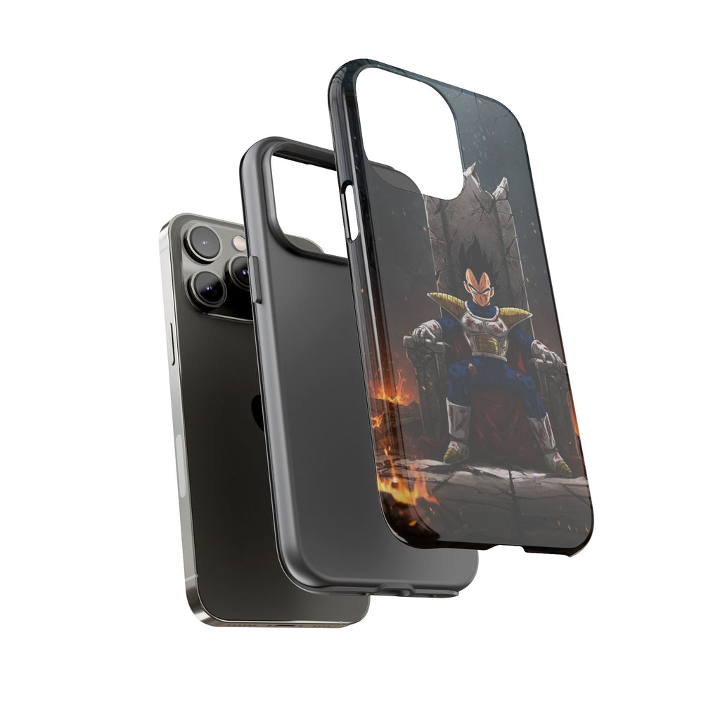 Vegeta on Throne DBZ Theme Tough Cases for iPhones, Samsung, and Pixel