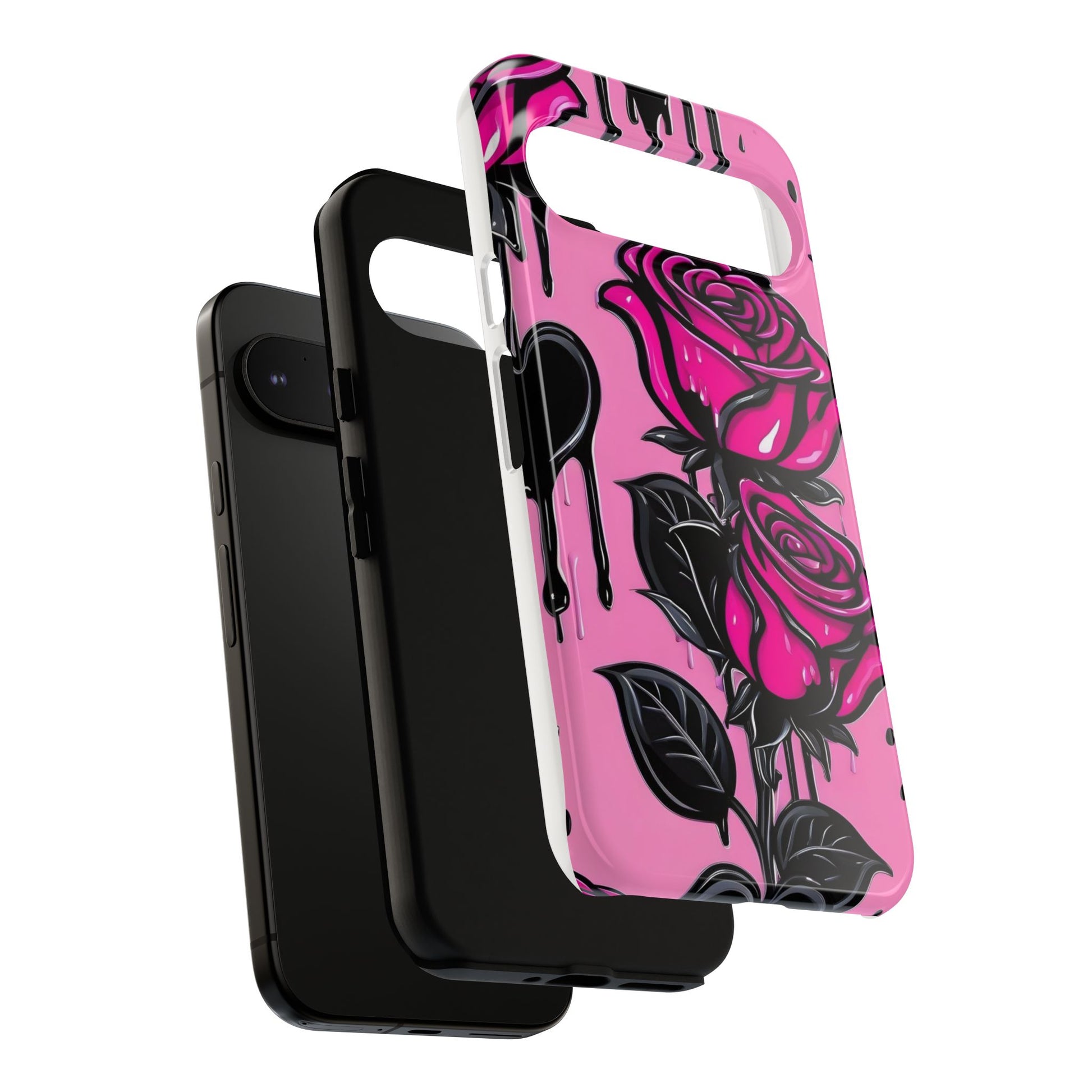 Pink Rose Tough Girly Cases for iPhones, Samsung, and Pixel