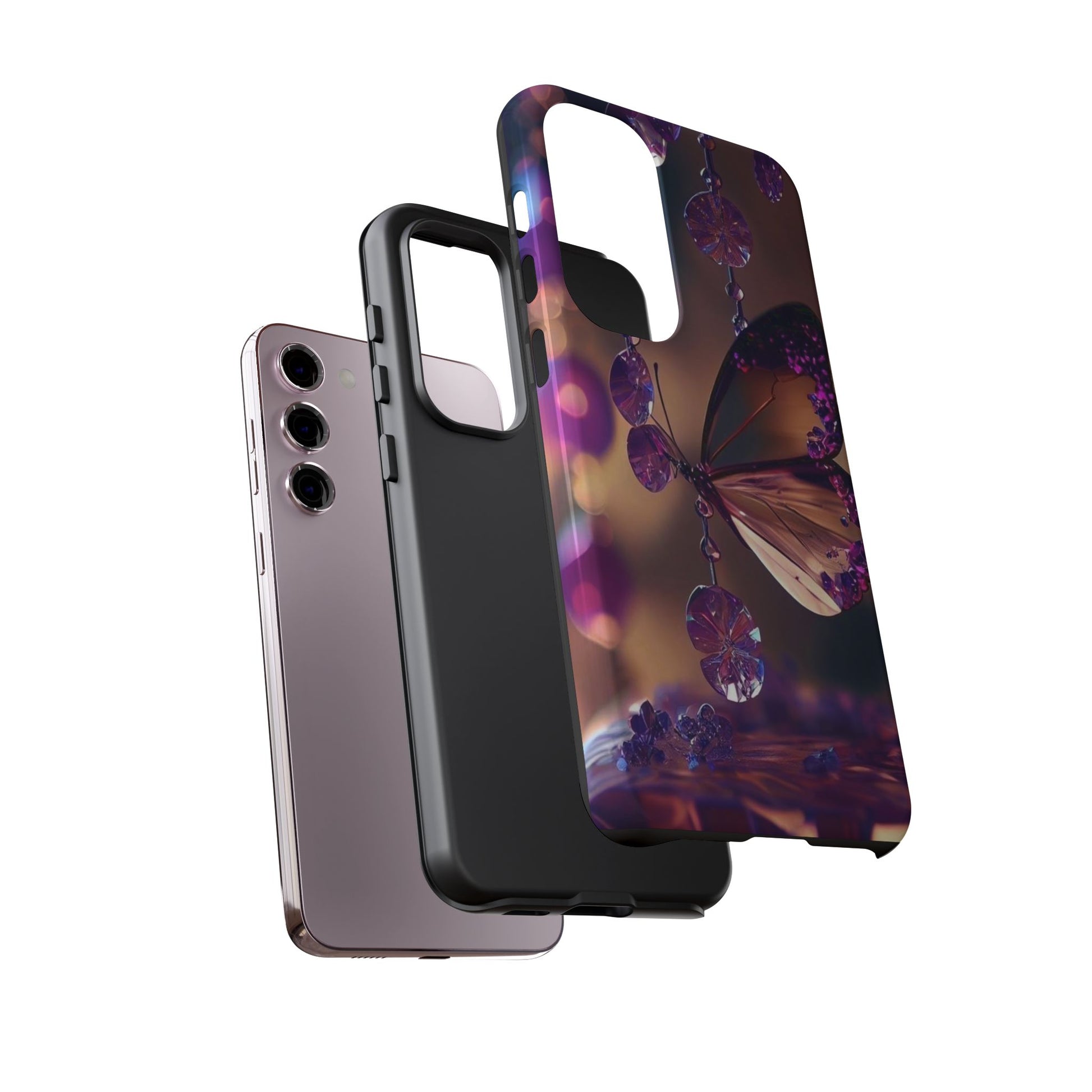 Purple Butterfly Tough Cases for iPhones, Samsung, and Pixel