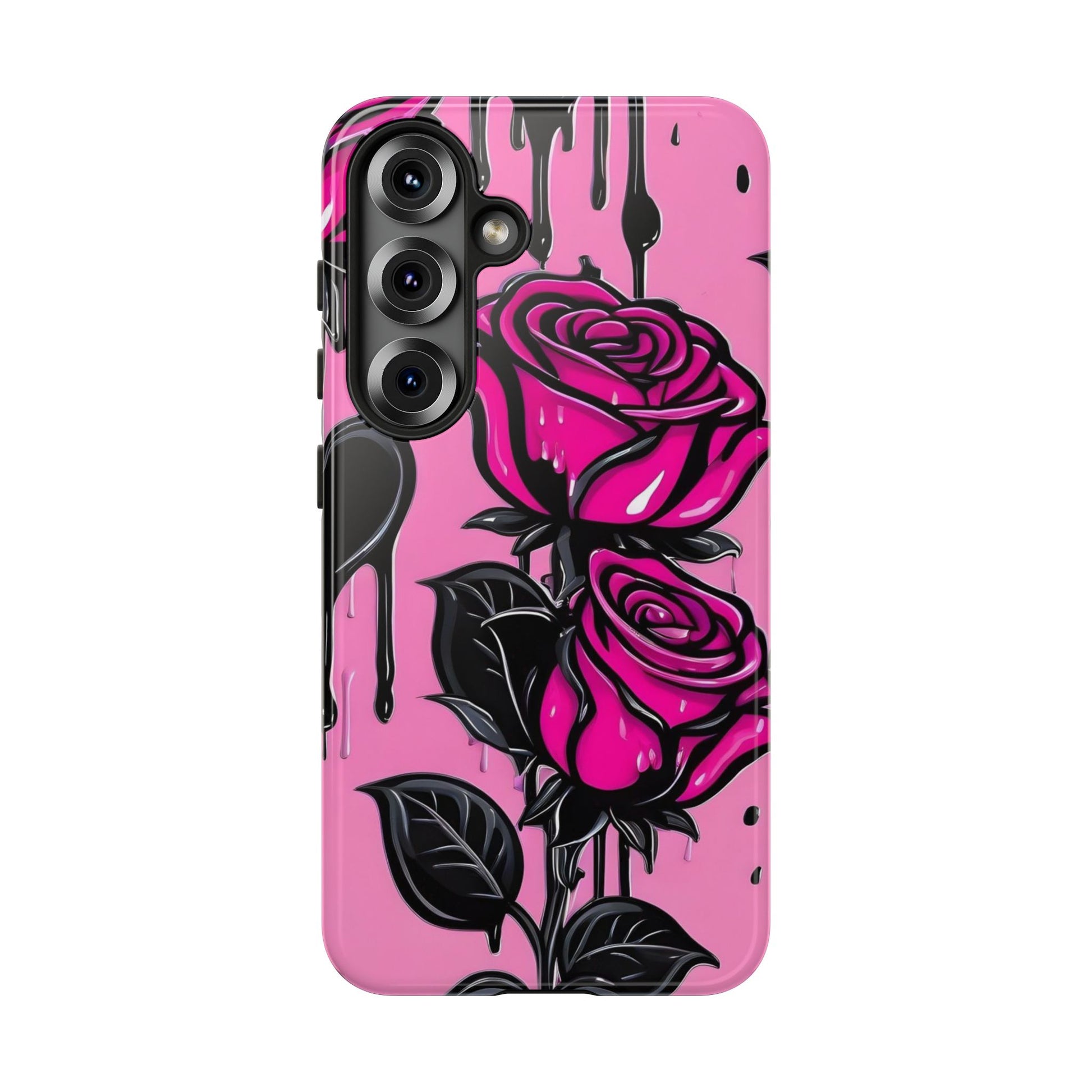 Pink Rose Tough Girly Cases for iPhones, Samsung, and Pixel