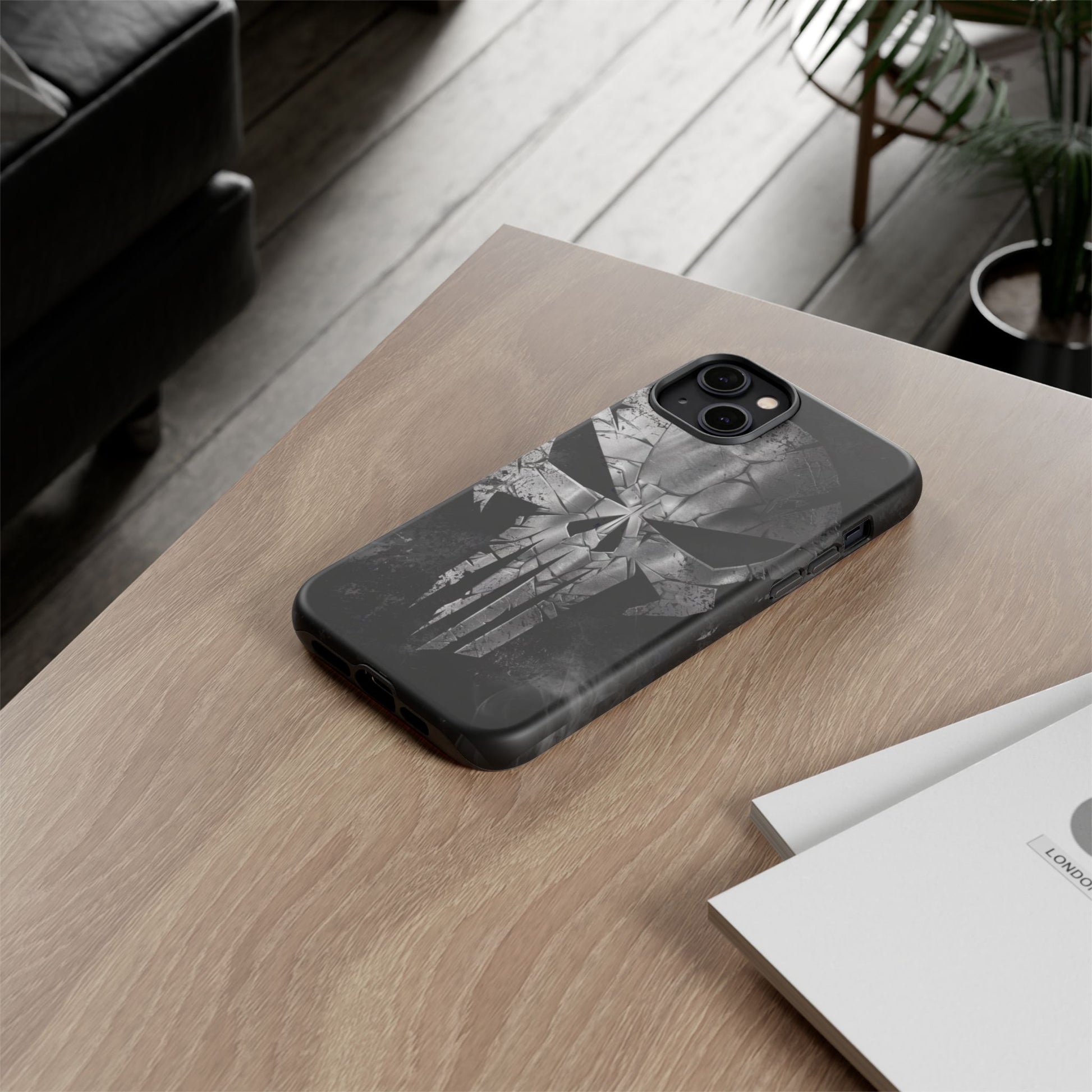 The Punisher Logo Art Tough Cases for iPhones, Samsung, and Pixel