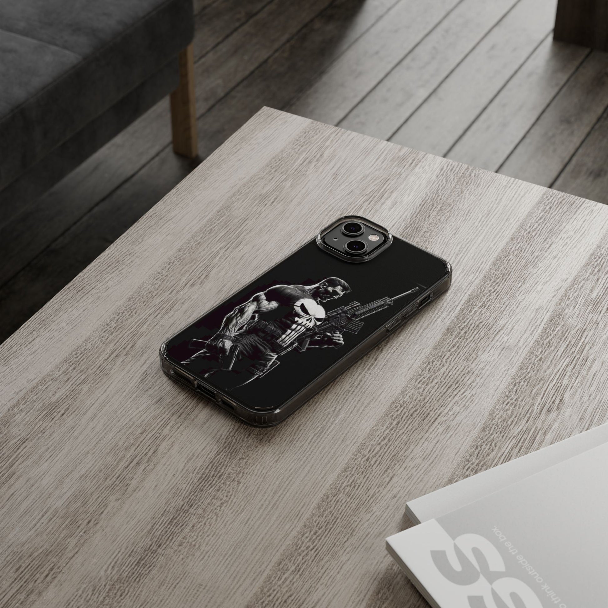 Phone Case, Comic book Inspired Design Punisher, Clear Phone Cover, Funny