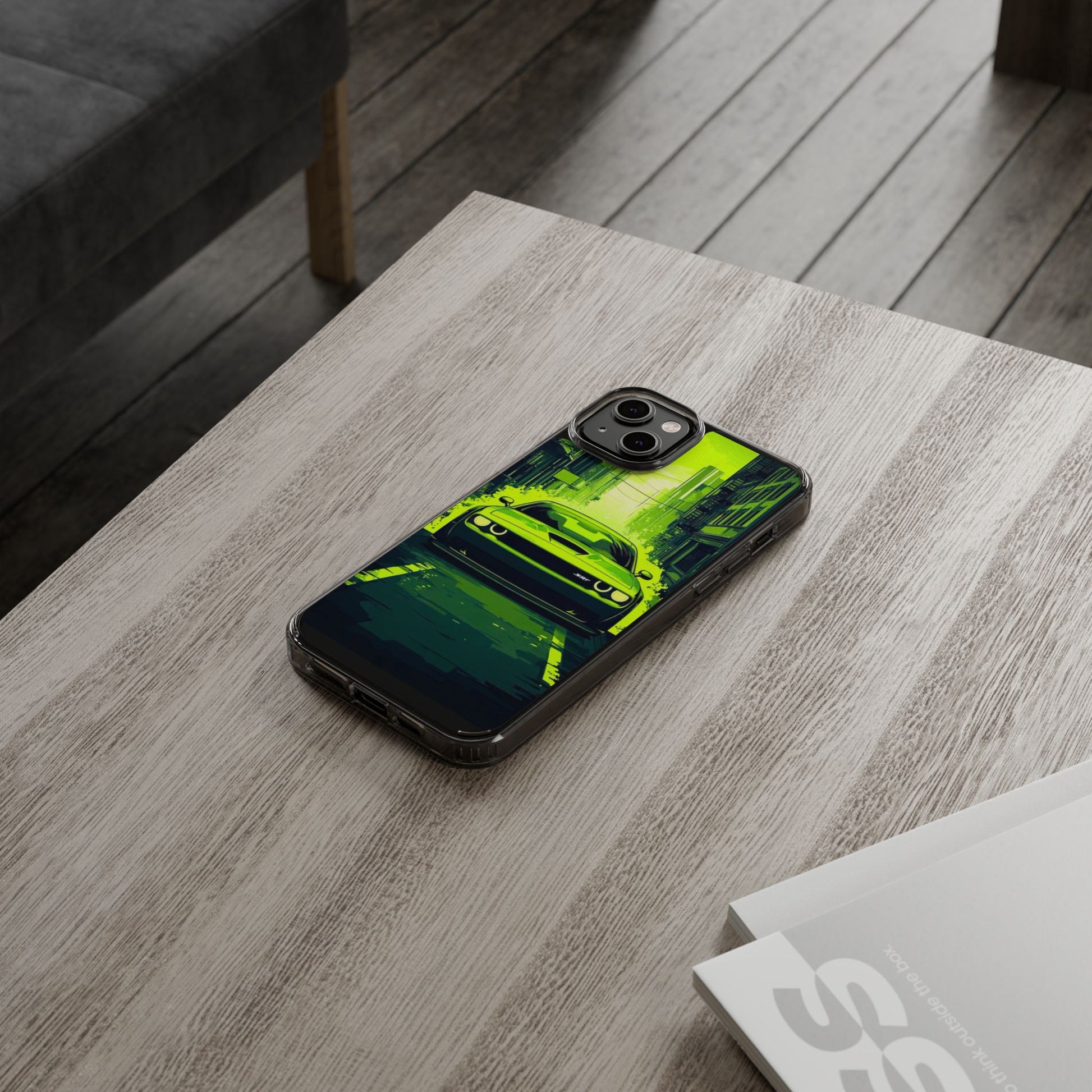 Neon Dodge Challenger Hellcat Phone case for Select Iphones and Samsung phones