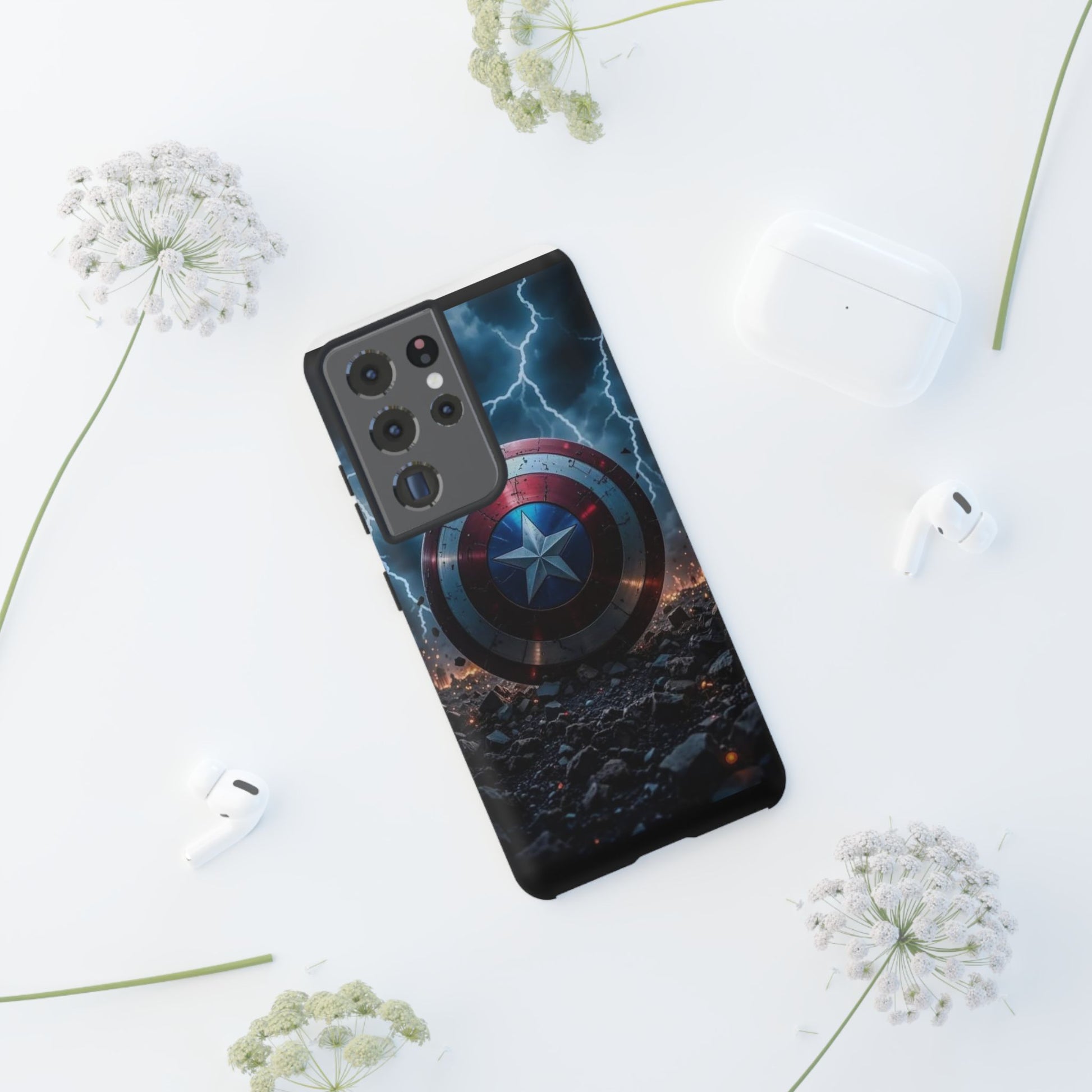 Captain America Shield Tough Cases for iPhones, Samsung, and Pixel