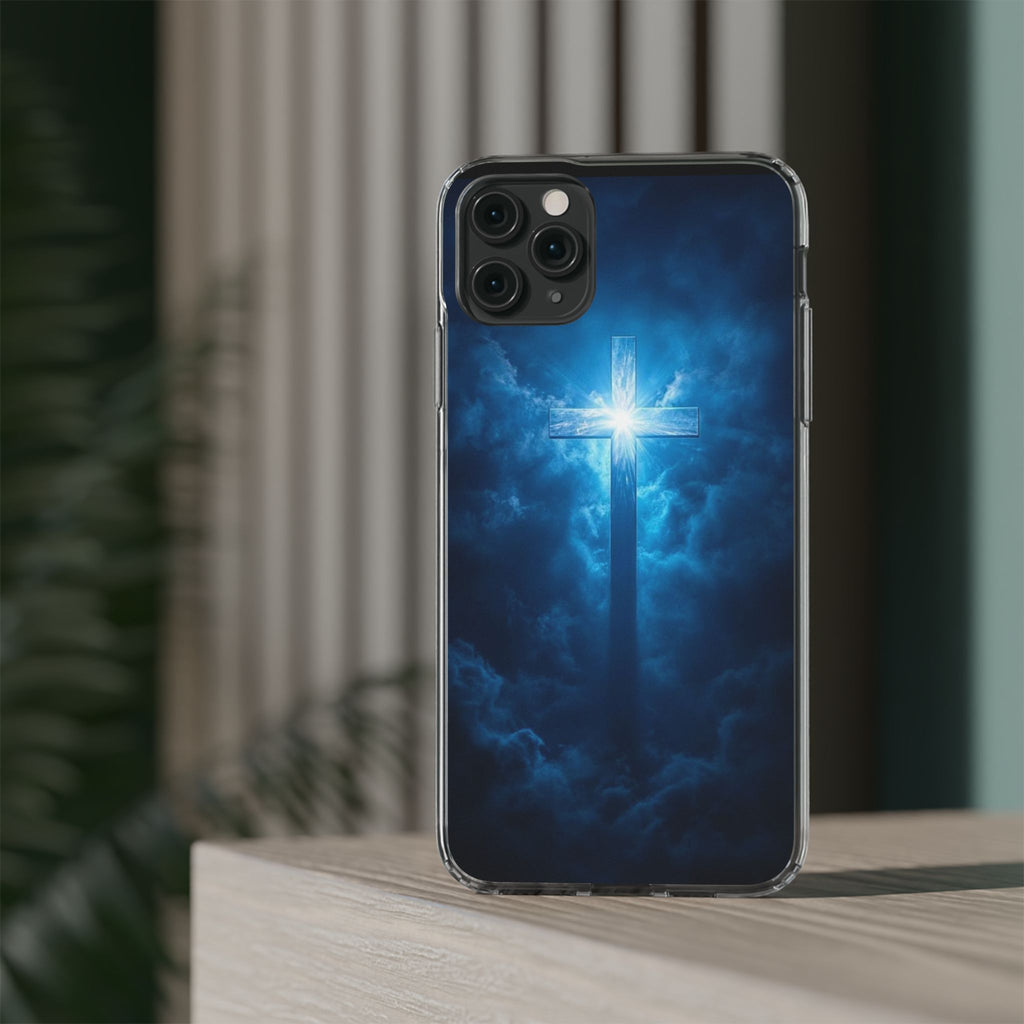 Religious Phone Case, Christian Cross in Clouds Art, Phone Accessories, Samsung