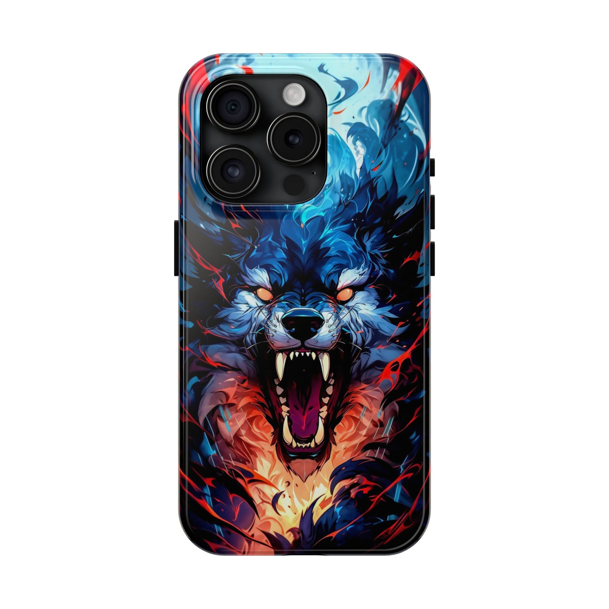 Aggressive Wolf Art Themed Tough Phone Cases for Iphones & Samsung Phones