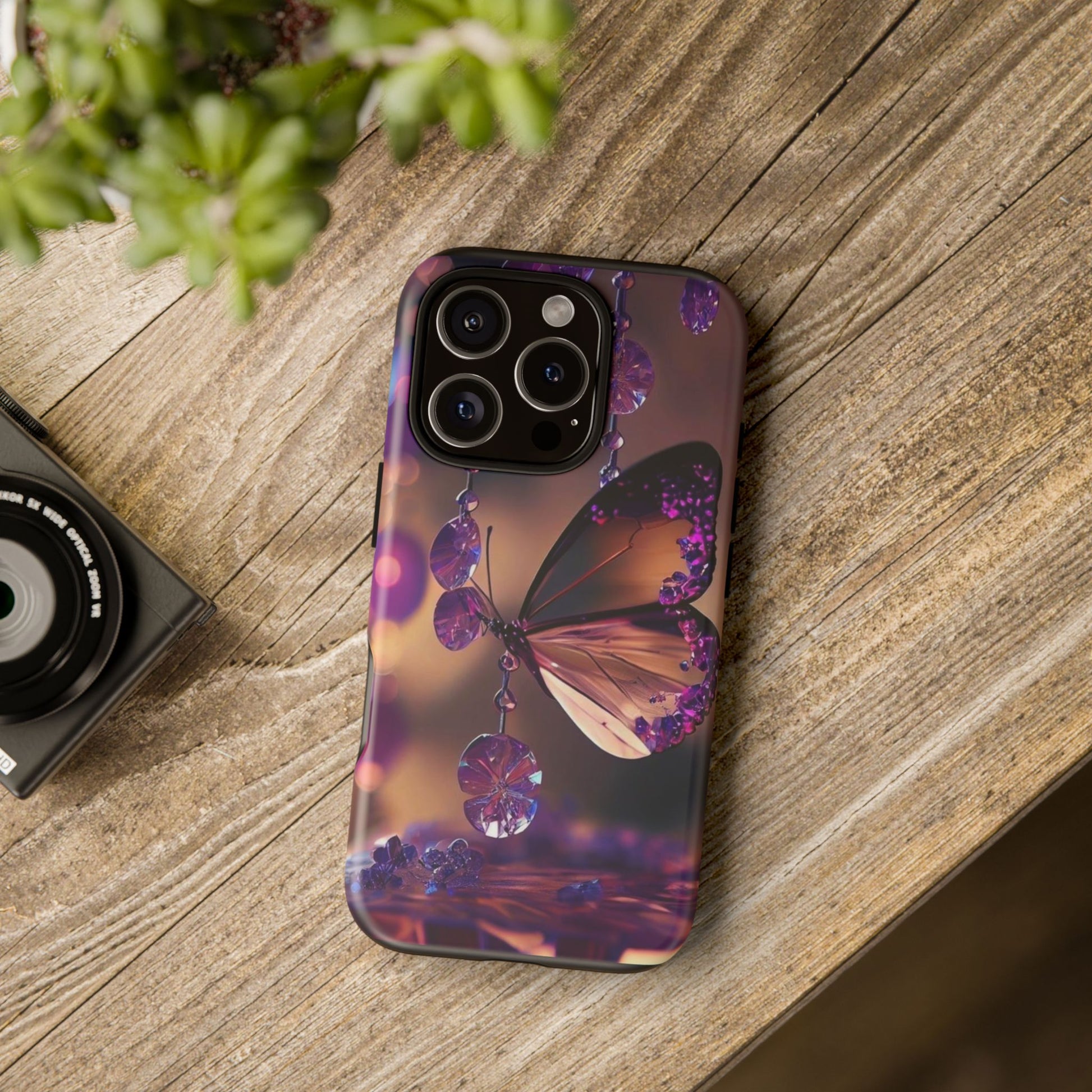 Purple Butterfly Tough Cases for iPhones, Samsung, and Pixel