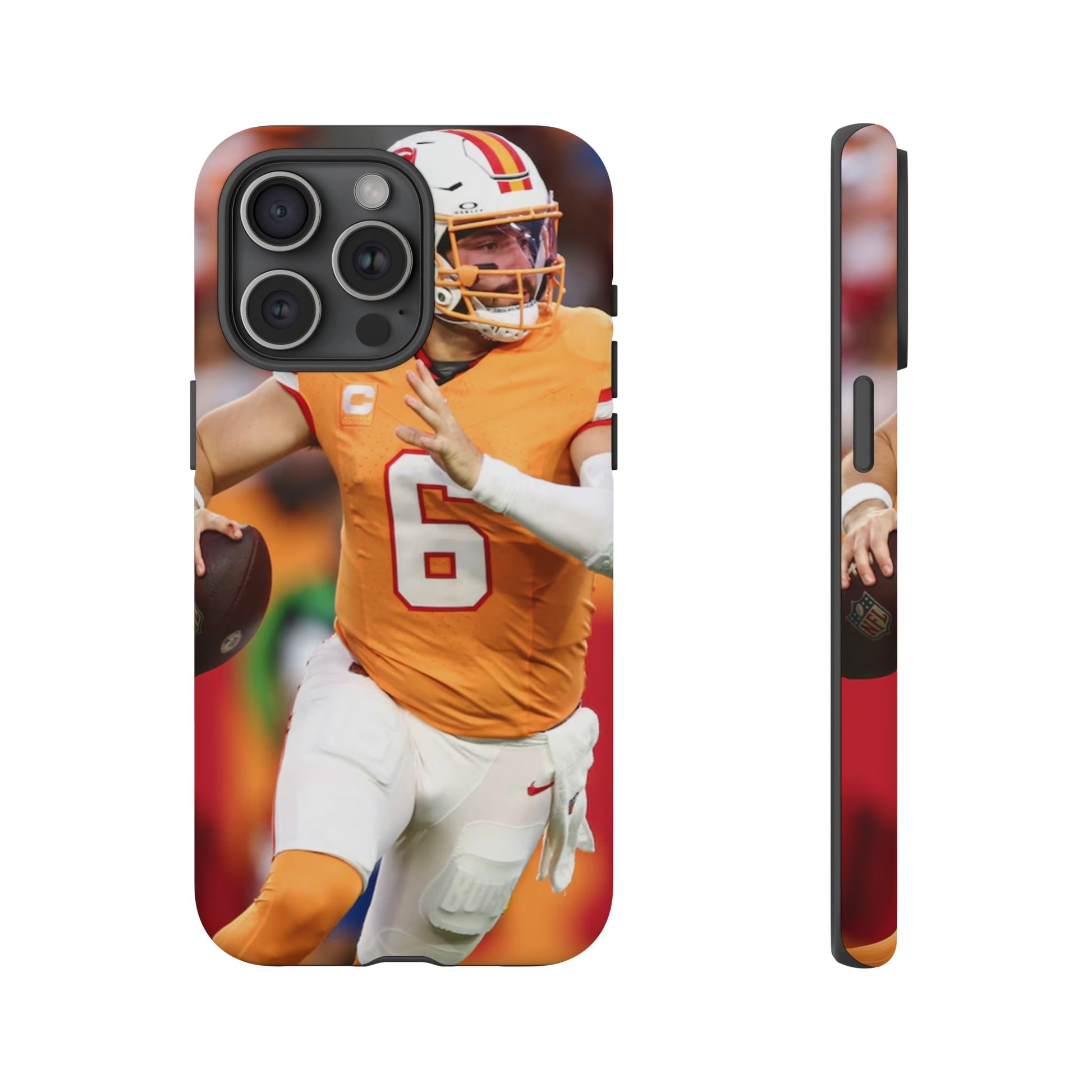 Tampa Bay Buccaneers Baker Mayfield Football Tough Cases for iPhones, Samsung, and Pixel