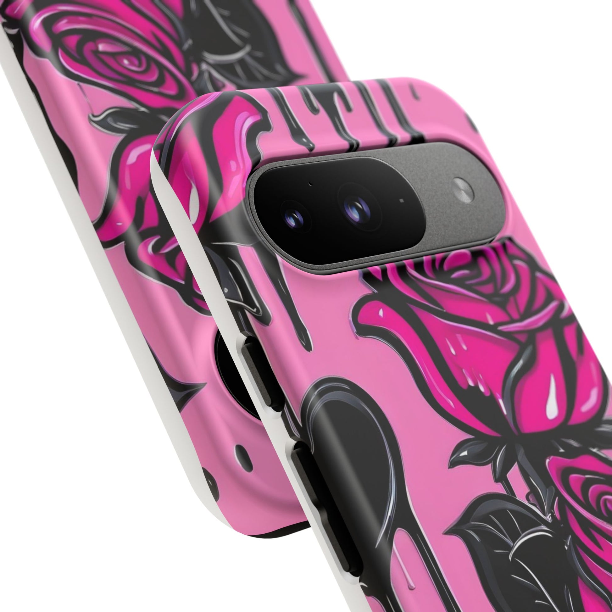 Pink Rose Tough Girly Cases for iPhones, Samsung, and Pixel