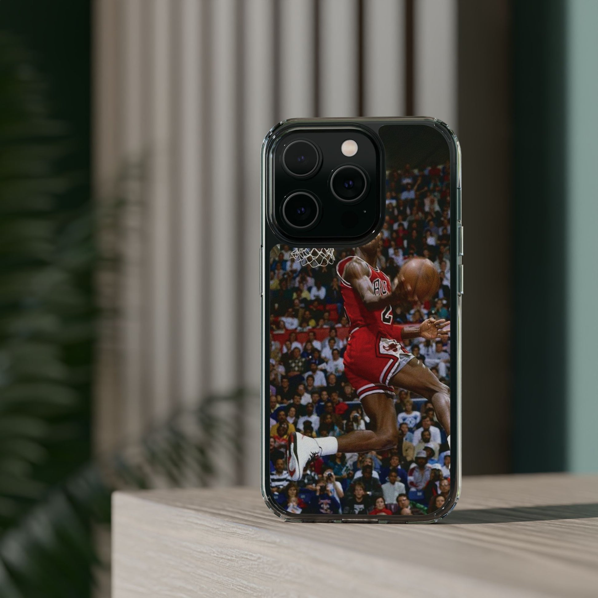 Vintage Jordan Dunk themed Basketball Inspired design Clear Phone Cases