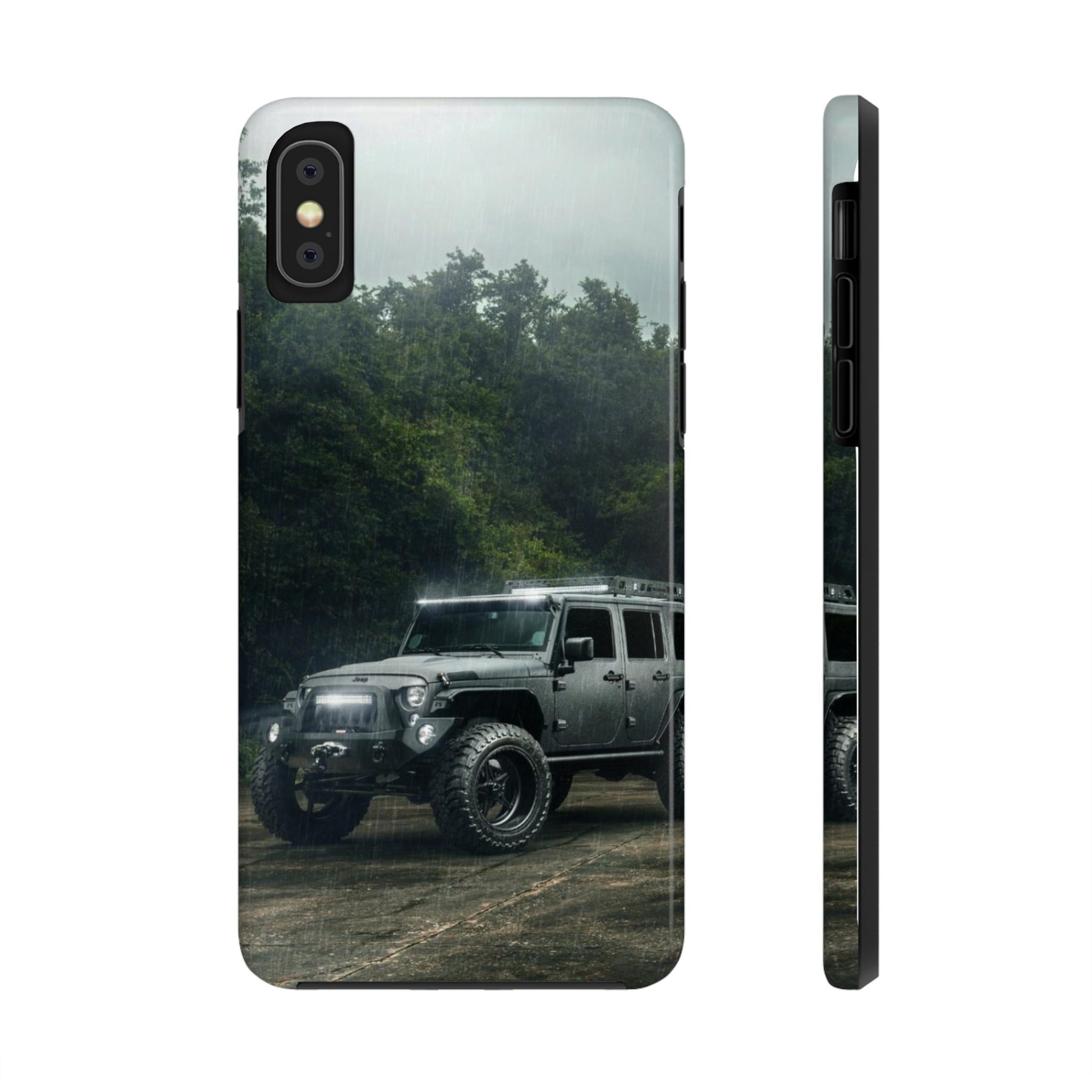 Custom Jeep in Rain Artistic Tough Phone Cases for Iphones & Samsung Phones