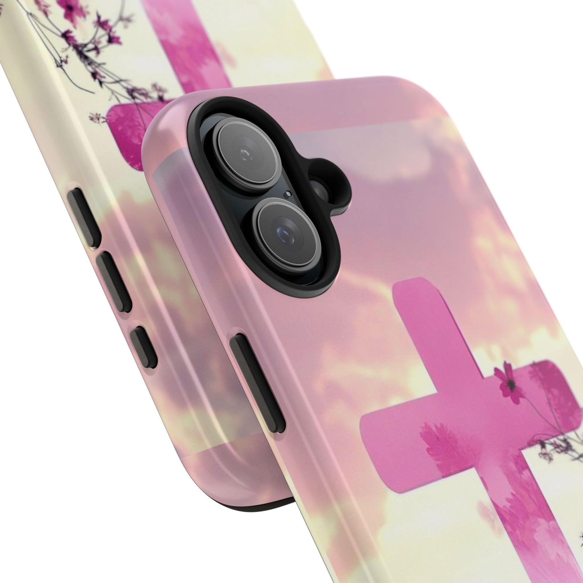 Pink Cross in Field Christian Theme Phone Cases for iPhones & Samsung Phones