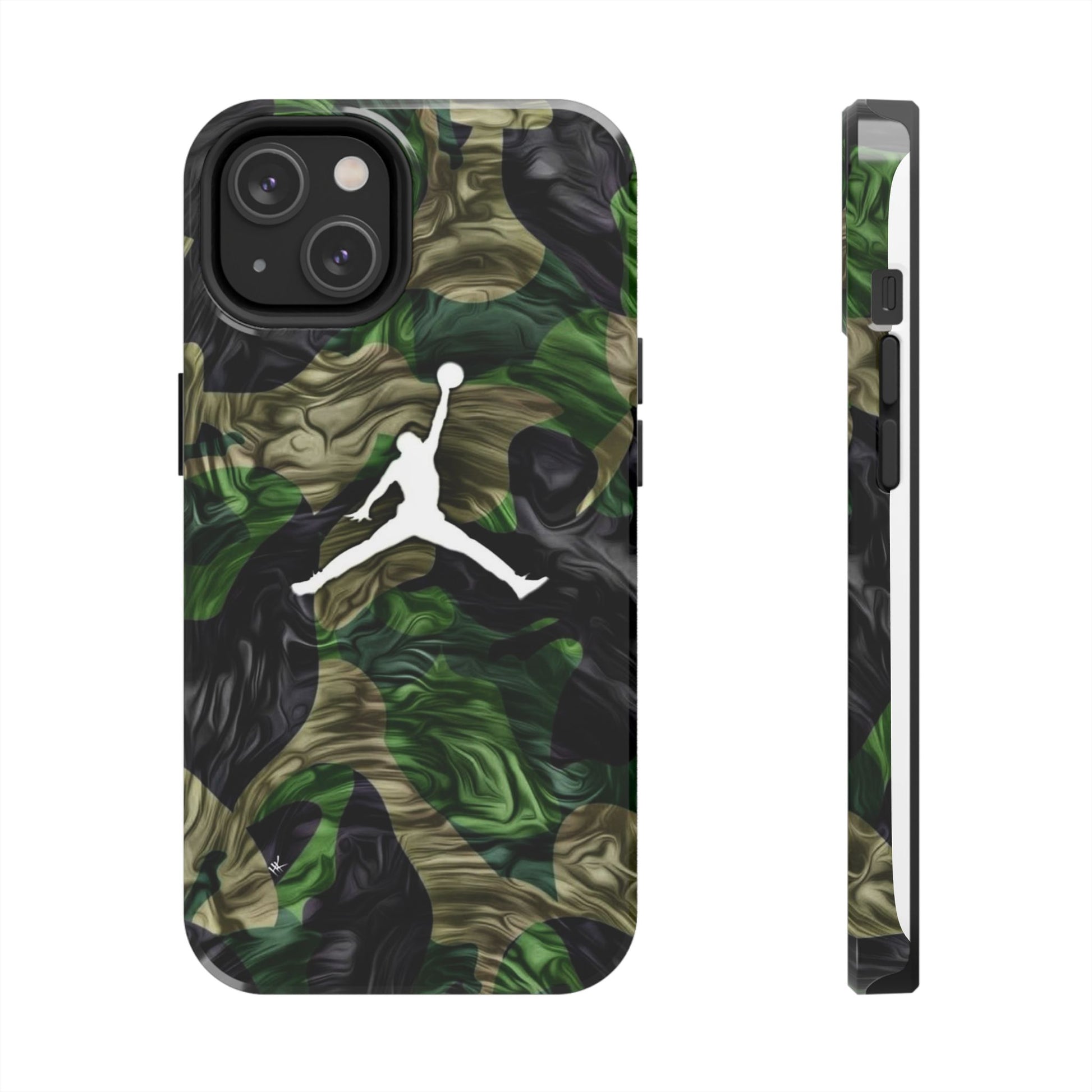 Green camouflage Jumpman Theme Phone Cases for Iphones & Samsung Phones
