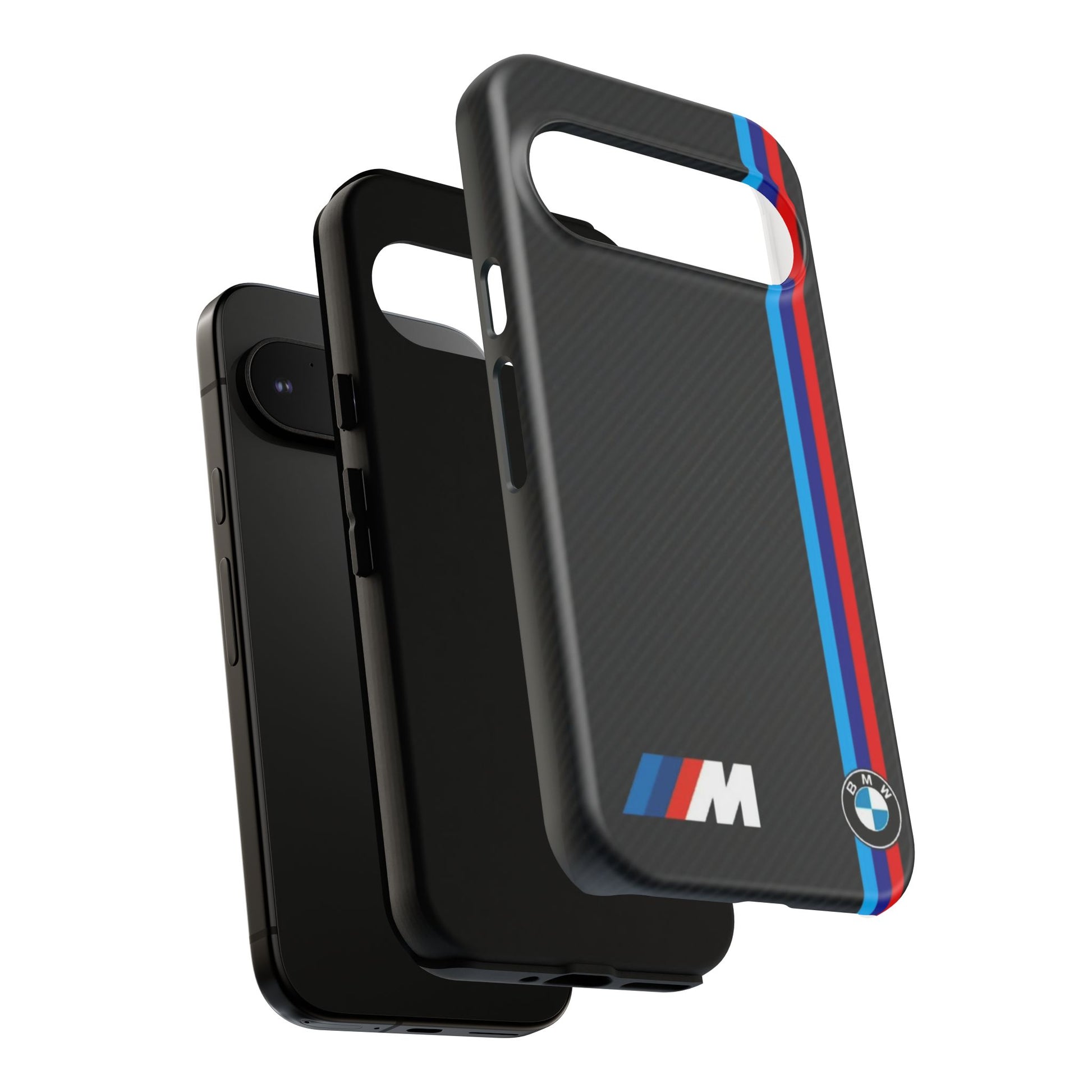 BMW M Stripes Carbon Fiber Design Tough Cases for iPhones, Samsung, and Pixel