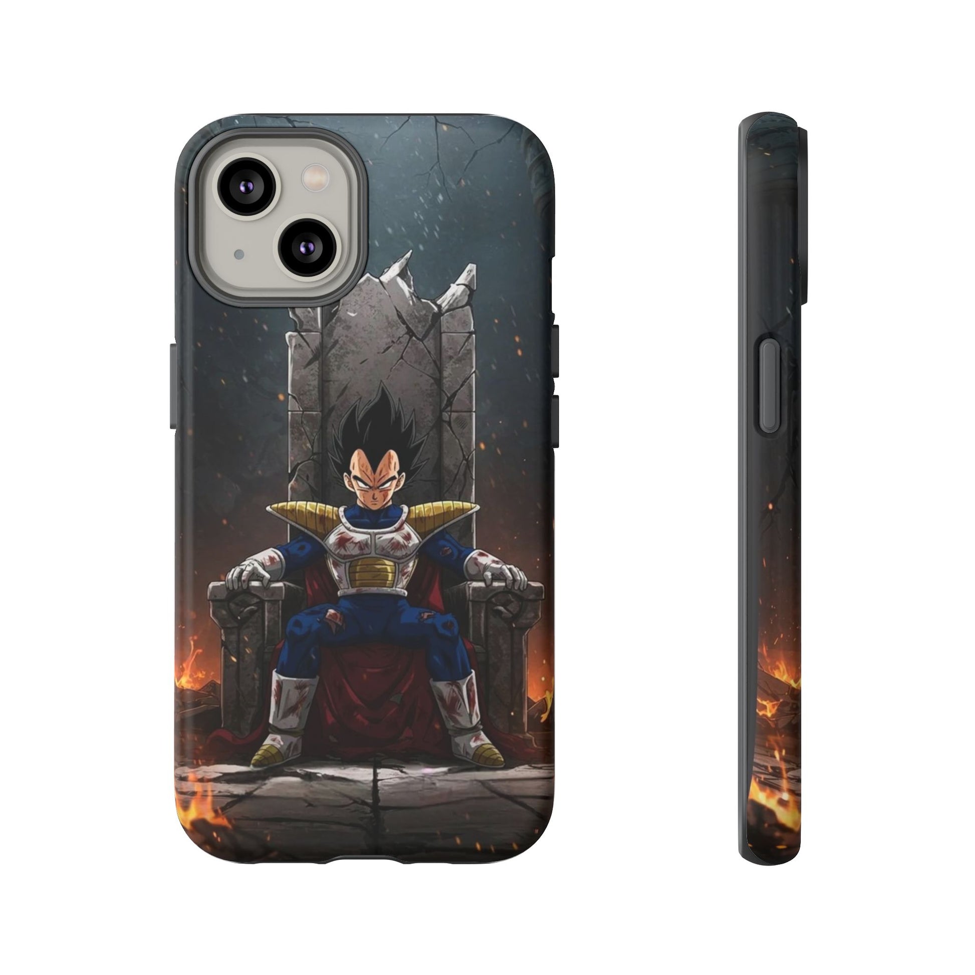 Vegeta on Throne DBZ Theme Tough Cases for iPhones, Samsung, and Pixel
