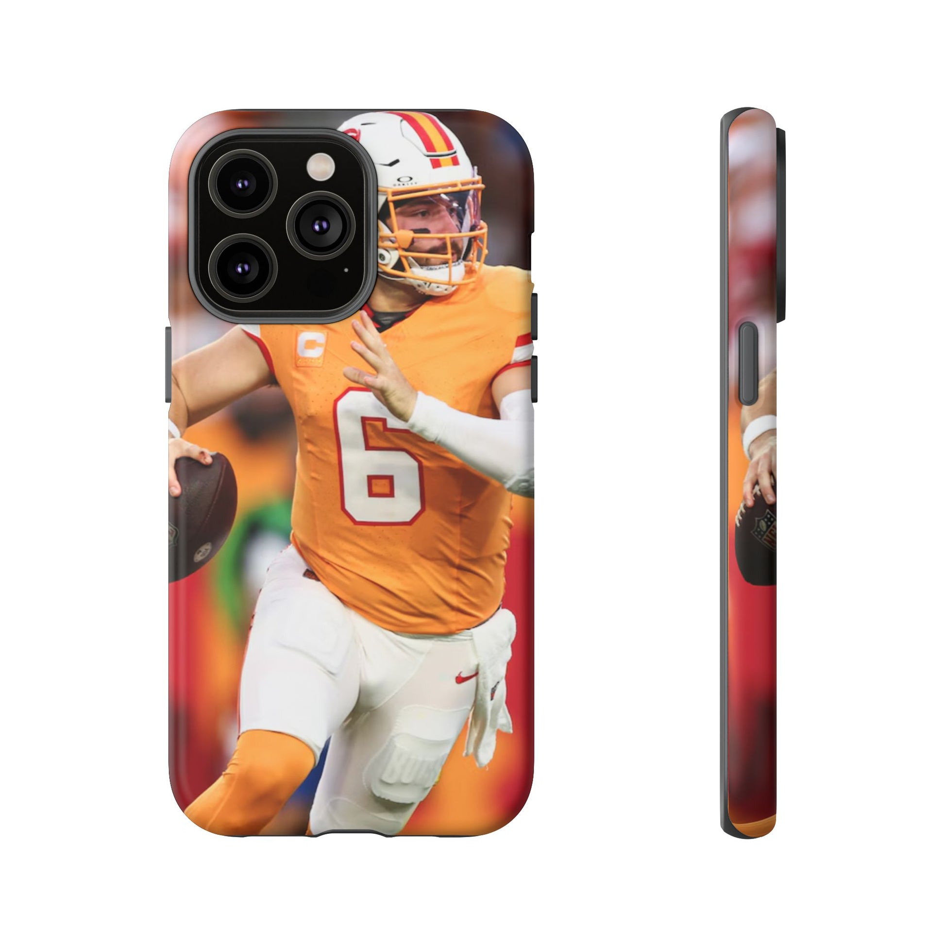 Tampa Bay Buccaneers Baker Mayfield Football Tough Cases for iPhones, Samsung, and Pixel
