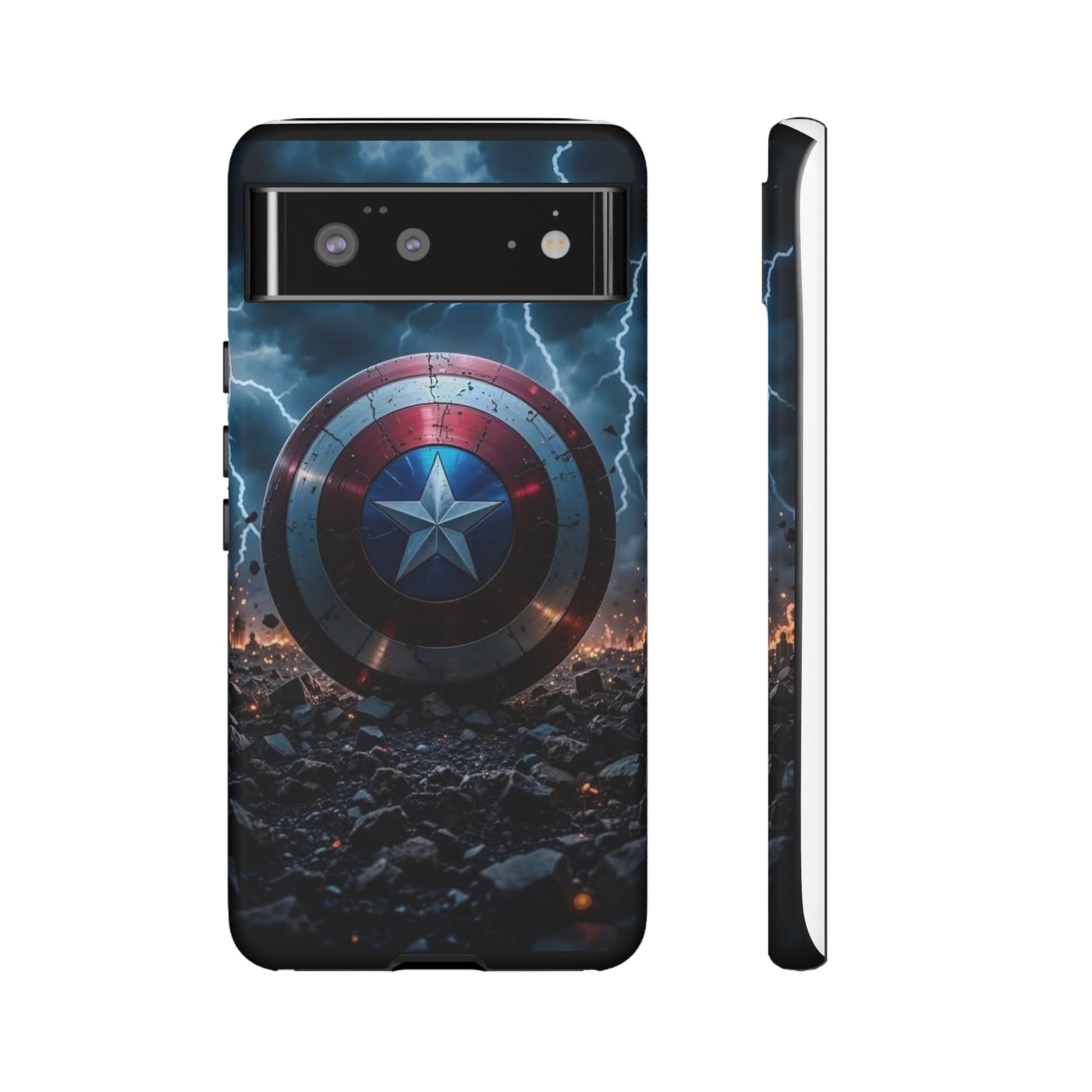 Captain America Shield Tough Cases for iPhones, Samsung, and Pixel